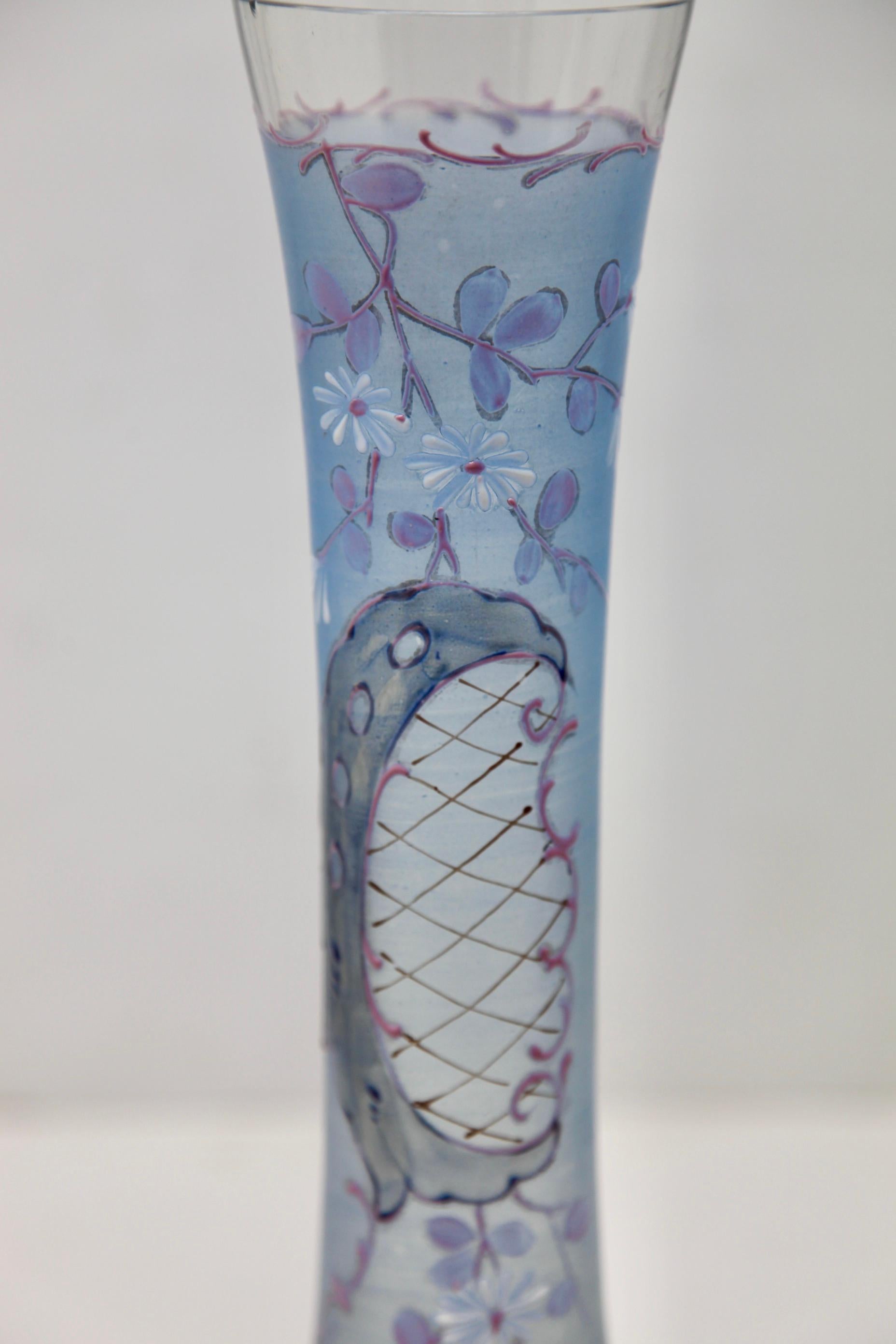 French Rococo Handmade and Hand Painted Flower Spray Vase, France 1880s For Sale