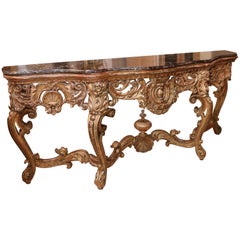 Rococo Heavily Carved Console with Shaped Marble Top