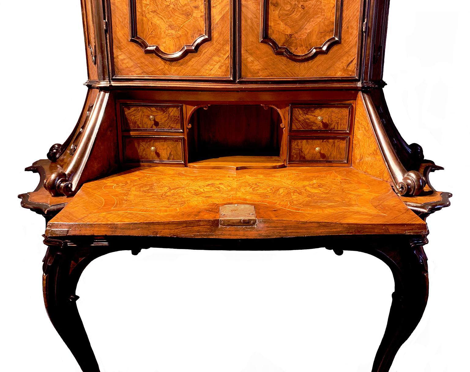 Walnut Rococo Italian Bureau-Cabinet, Milan, circa 1760 For Sale