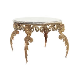 Rococo / Louis XV Table, in Gilded Bronze with a Marble Top - 19th Century