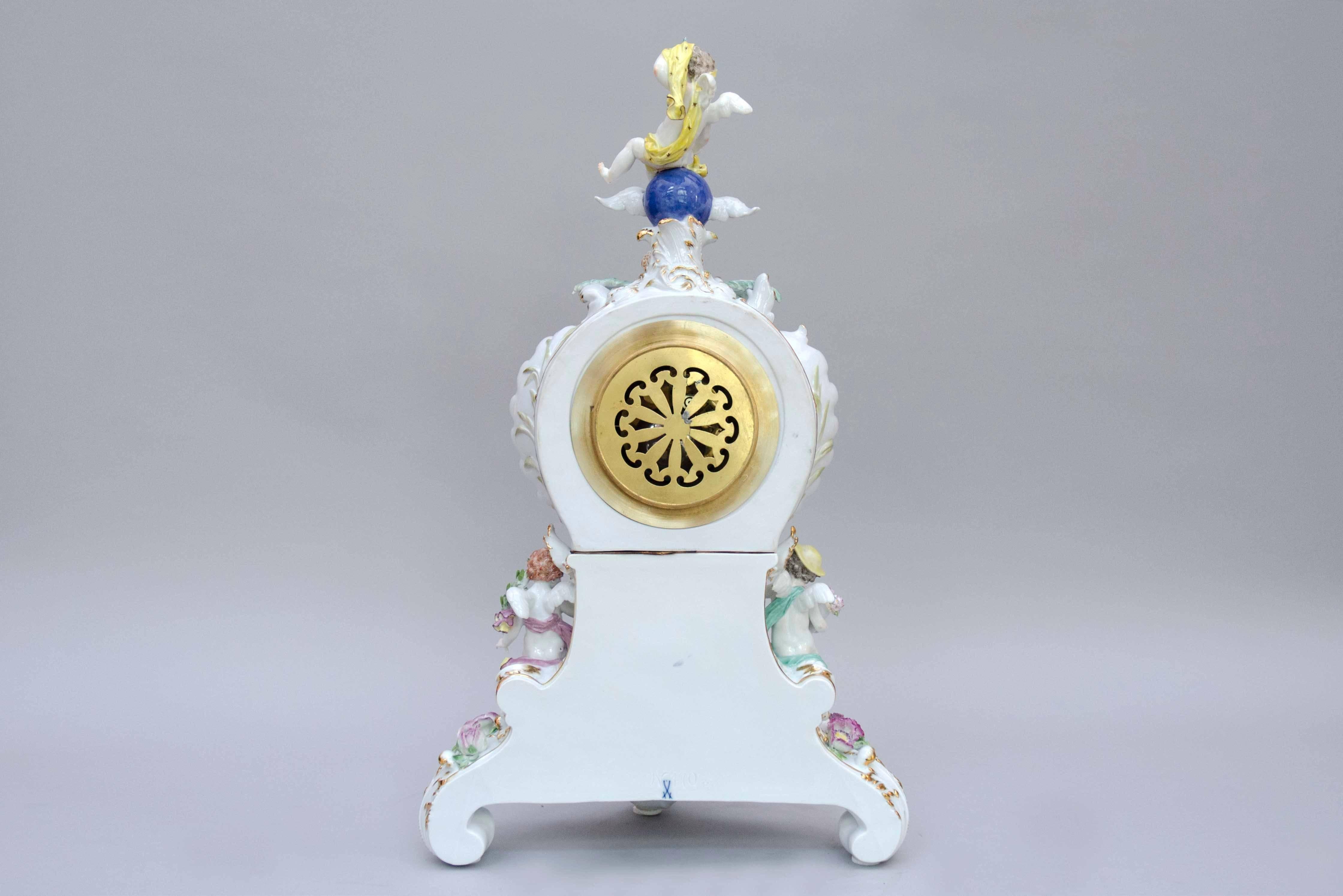 Rococo Meissen Porcelain Clock 