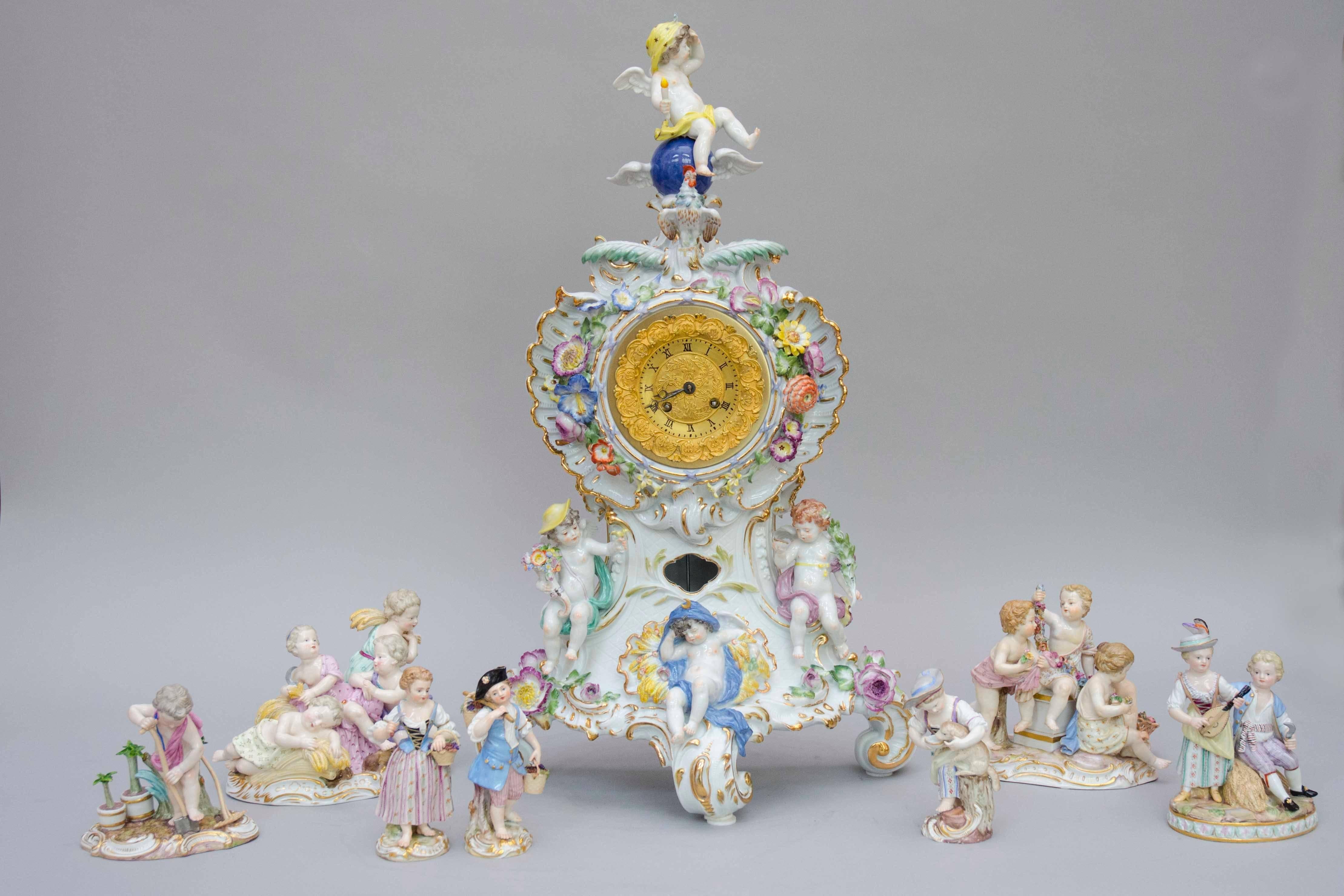 Rococo Meissen Porcelain Clock 