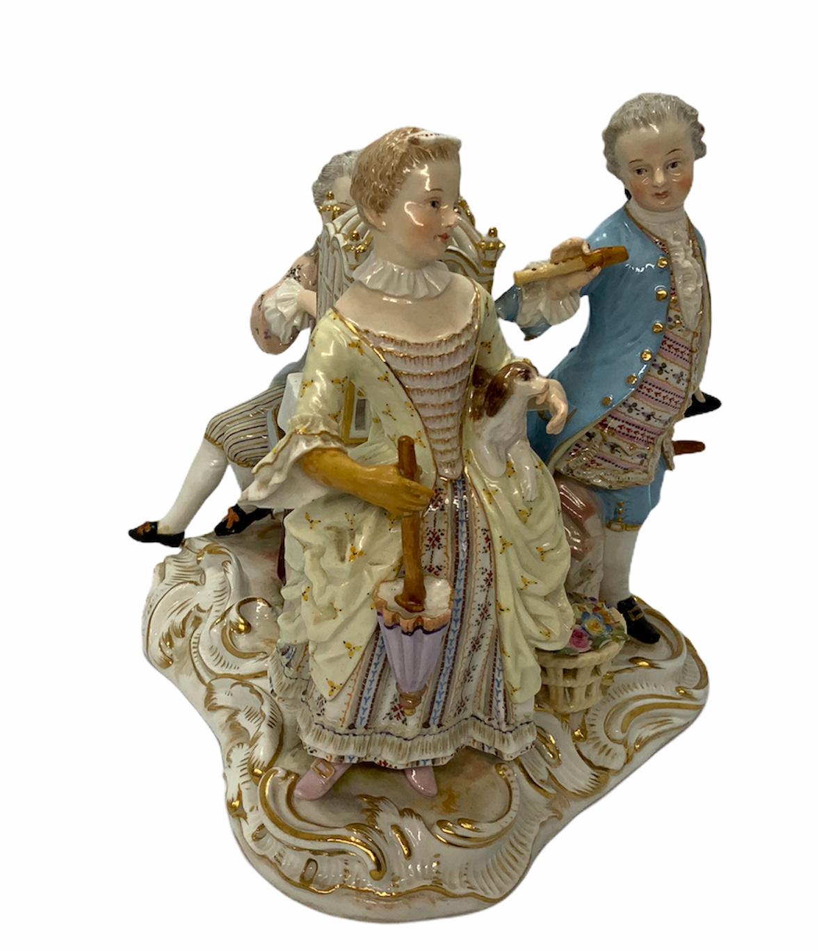 German Rococo Meissen Porcelain Trio of Children