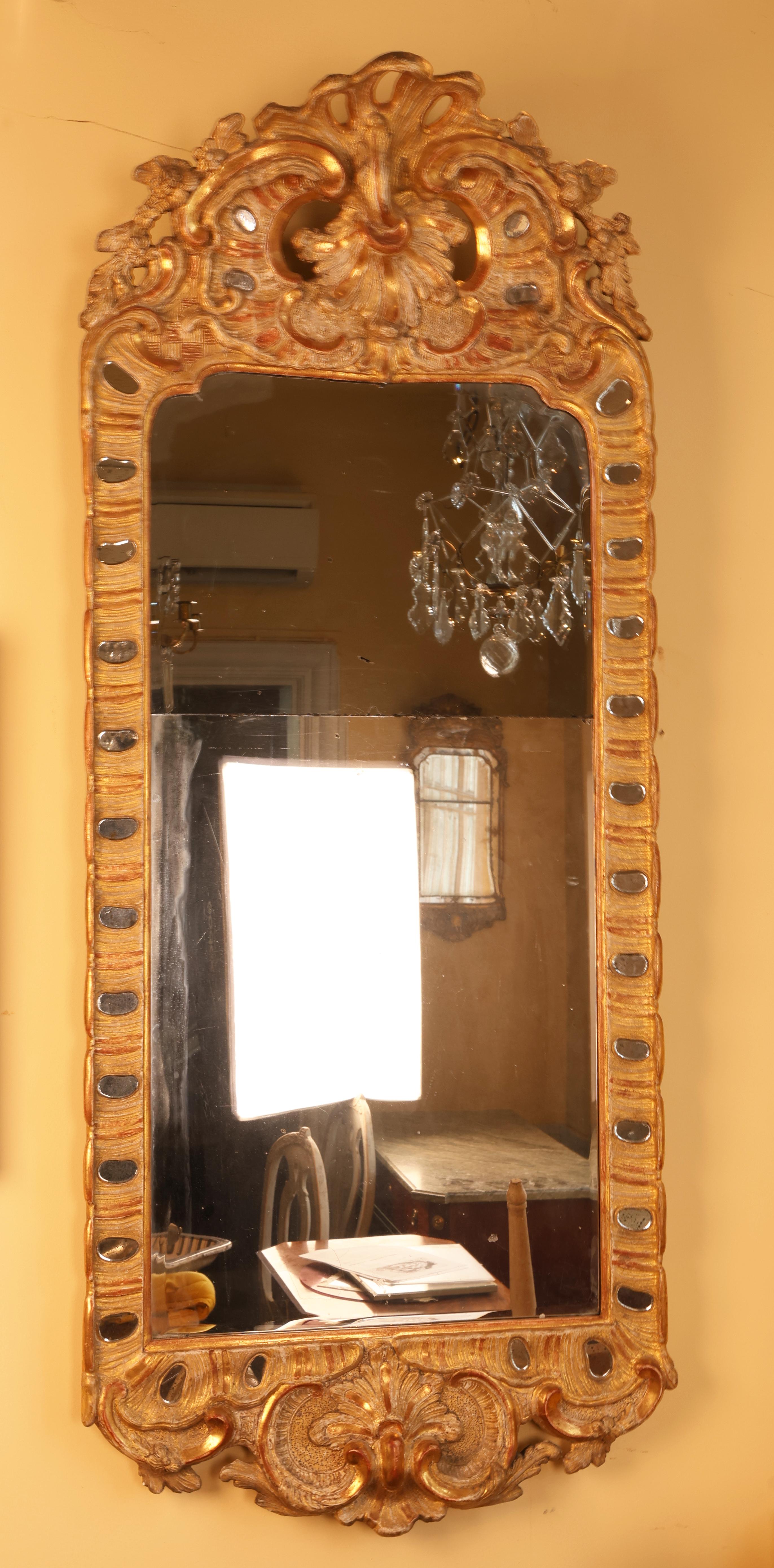 Bronzed Rococo Mirror, 18th Century For Sale