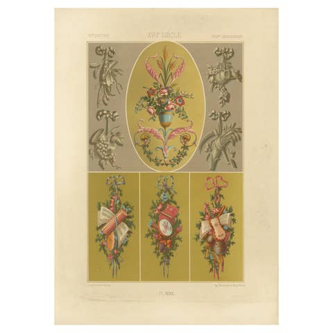 Rococo Motif Ornament – 18th-Century Floral and Allegorical Designs, Plate XCIX