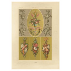 Ornement à motif rococo - Motifs floraux et allégoriques du XVIIIe siècle, planche XCIX