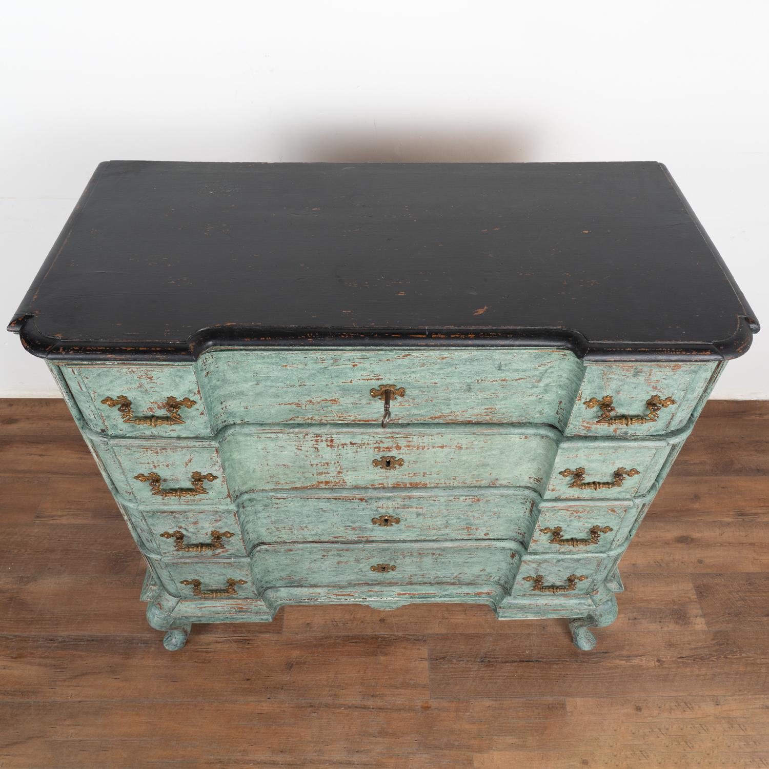 18th Century Rococo Oak Chest of Four Drawers, Denmark circa 1770-1800 For Sale