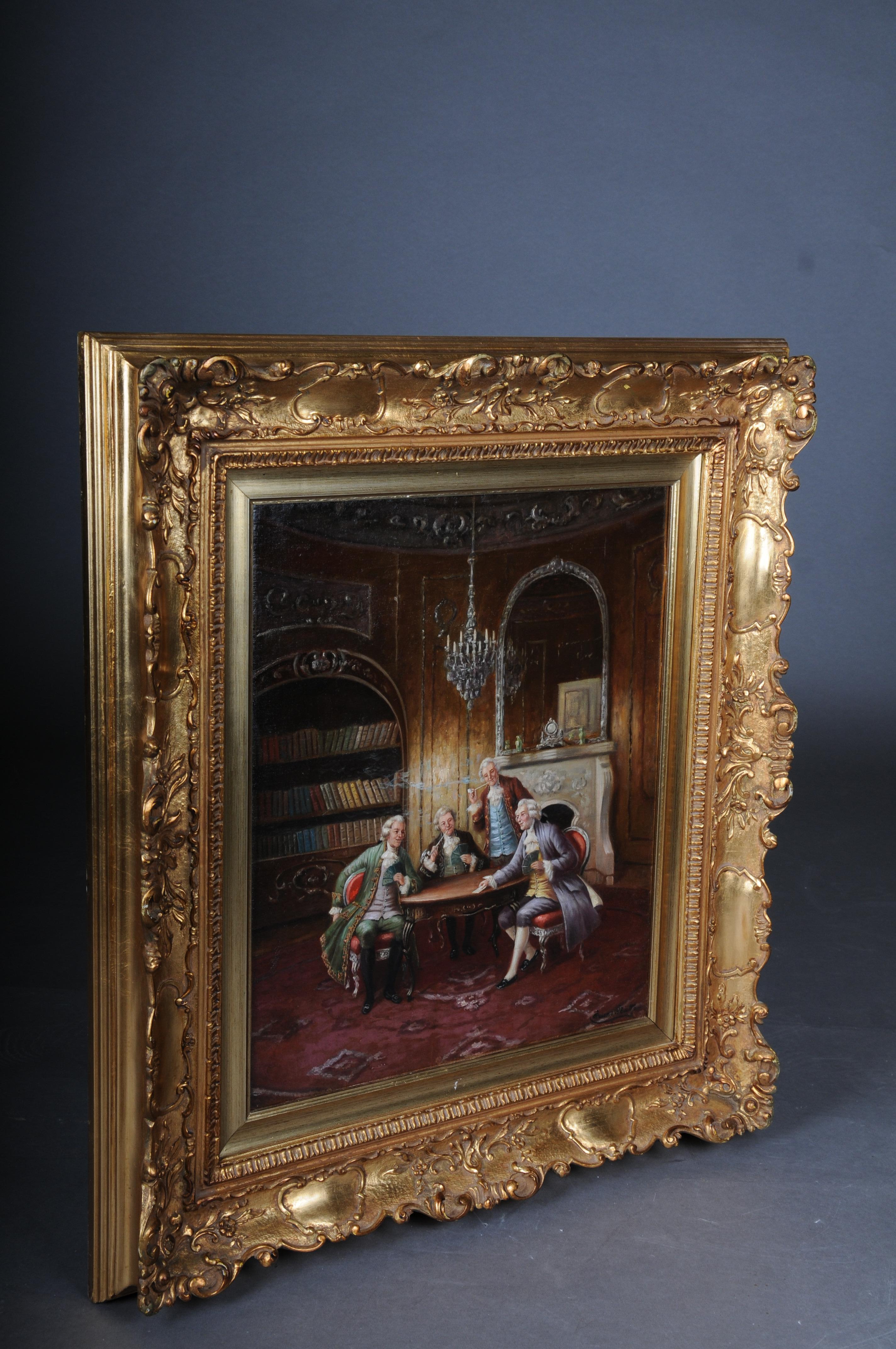 Rococo Oil Painting Signed Bruno Blatter Around 1890 For Sale 9