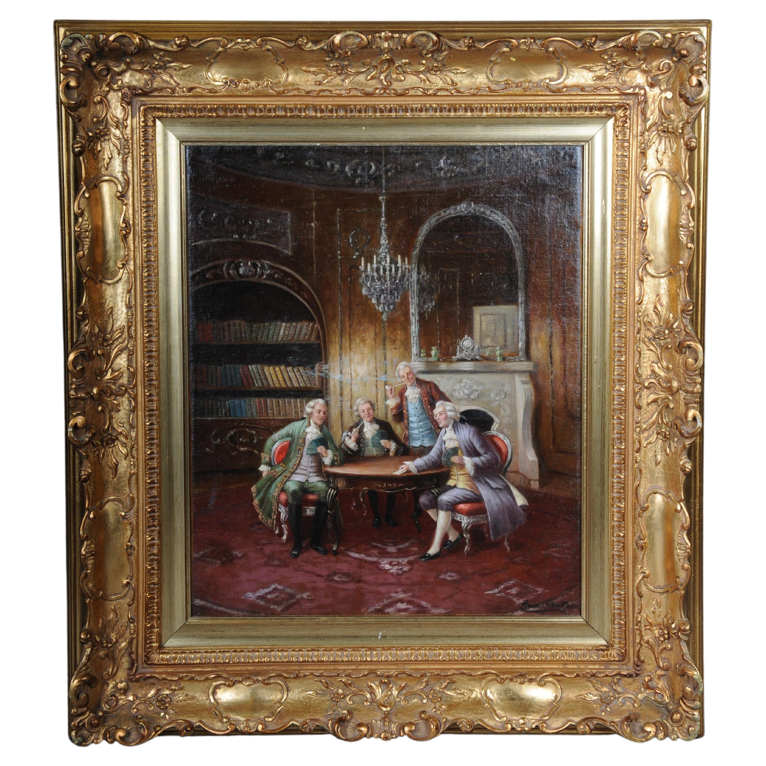 Rococo Oil Painting Signed Bruno Blatter Around 1890 For Sale