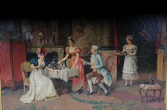 Rococo Oil Painting "Teatime" by Franz von Persoglia (1852-1912)
