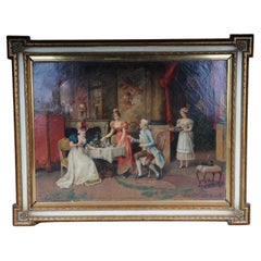 Rococo Oil Painting "Teatime" by Franz von Persoglia (1852-1912)