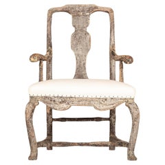Rococo Painted Swedish Armchair