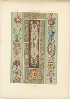 Ornement de panneau Rococo - French Floral and Gilt Wall Designs, Plate XCVII, 1869