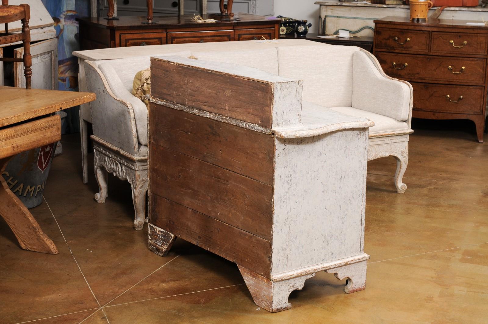 Rococo Period Swedish 1760s Gray Painted Commode with Raised Top and Drawers For Sale 1