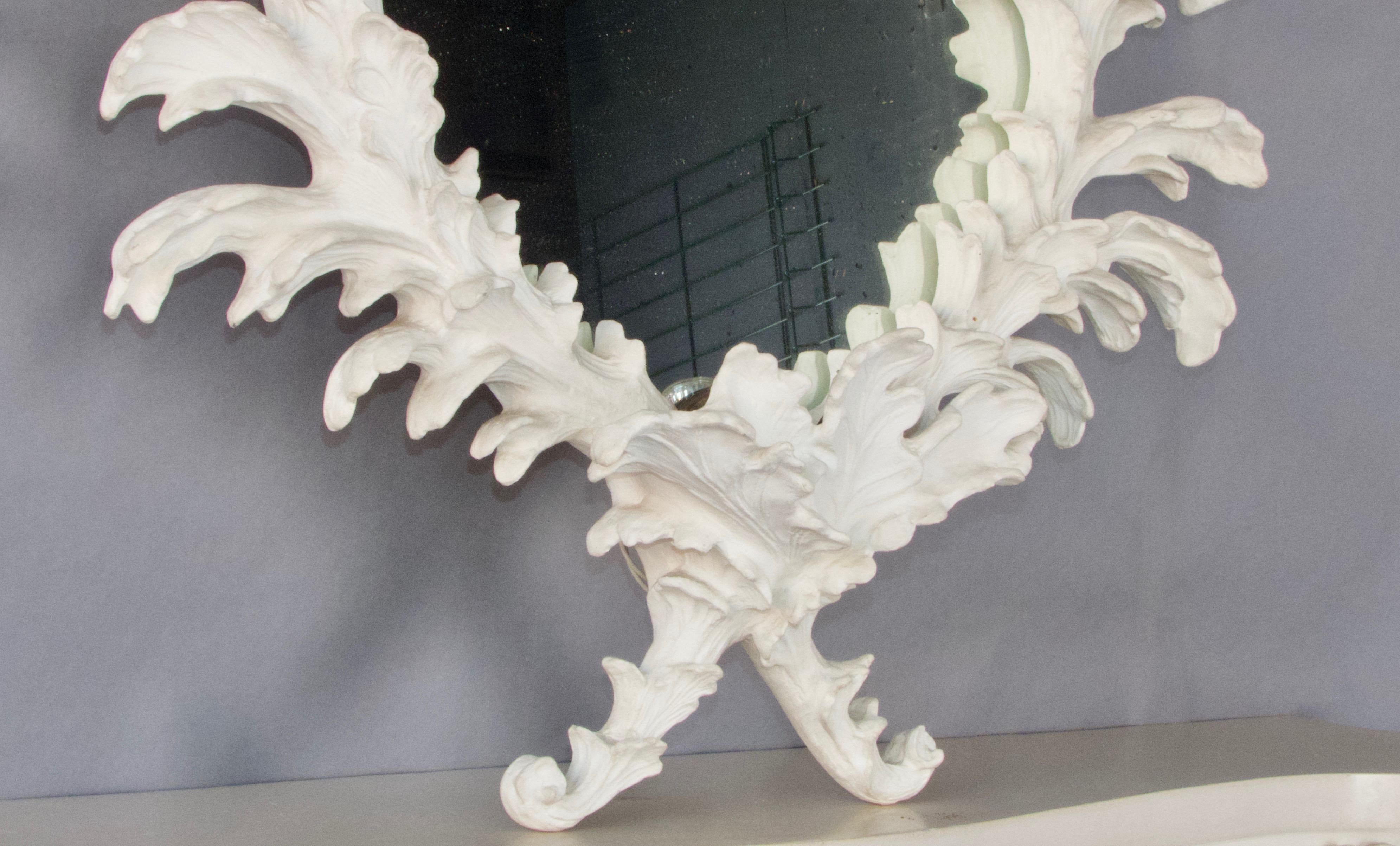 European Rococo plastering resin wall mirror For Sale