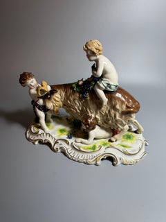 Rococo Putti Goat Porcelain Figurine Rudolstadt Germany