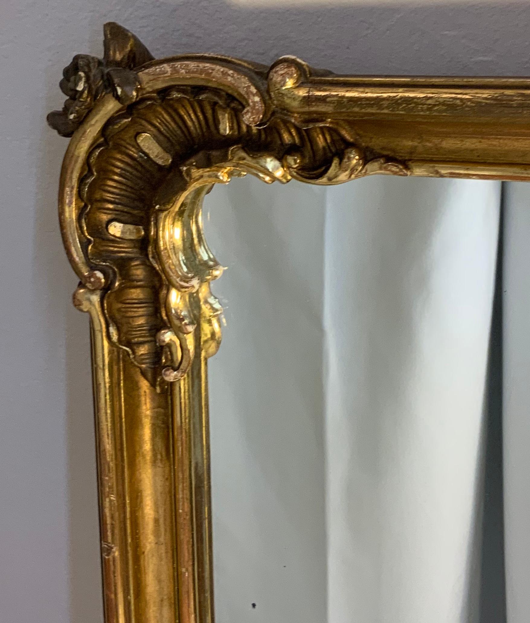 Rococo Rectangular Gilt Wood Wall Mirror 1