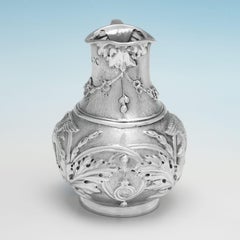 Rococo revival antique silver cream jug made in London in 1878
