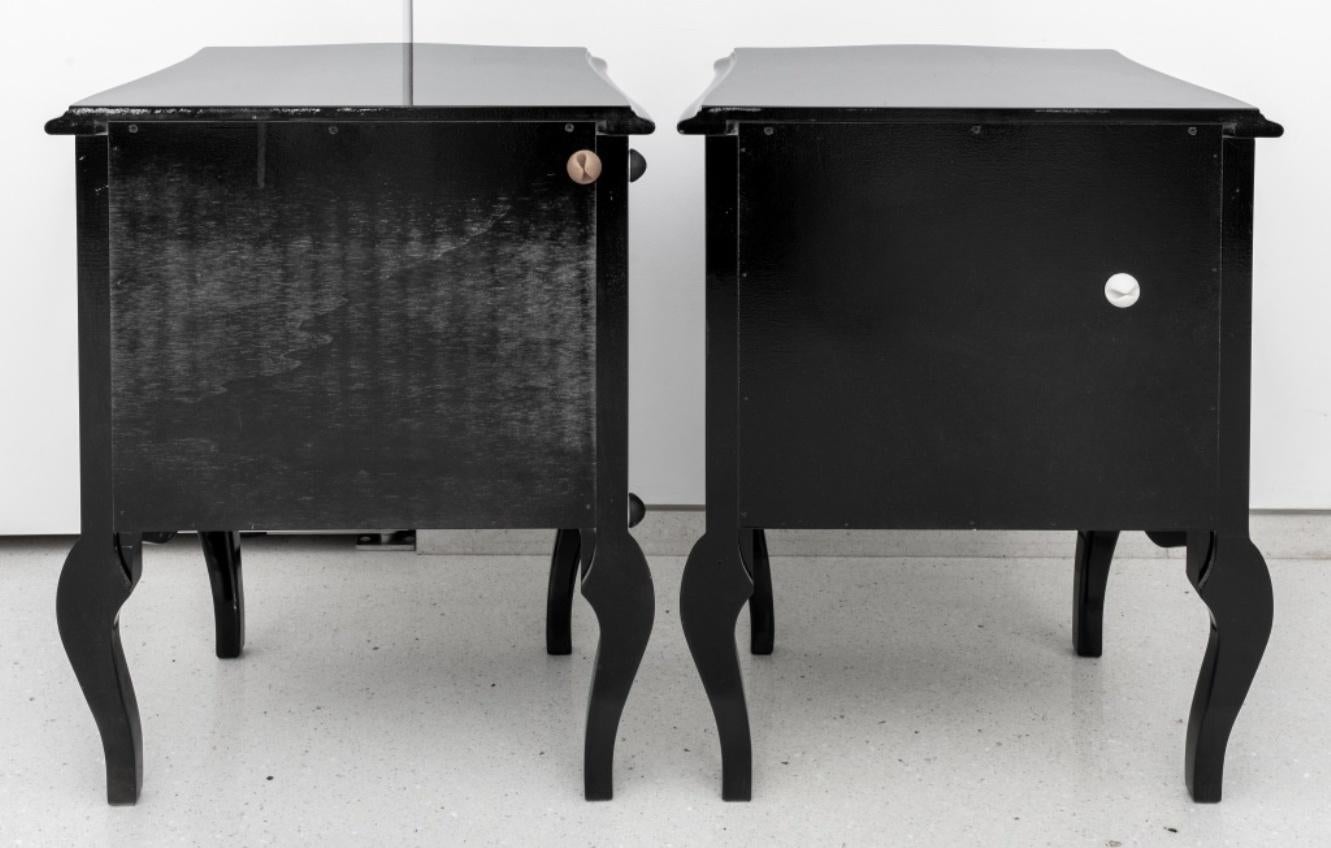 Rococo Revival Black Lacquered Nightstand, Pair In Good Condition In New York, NY