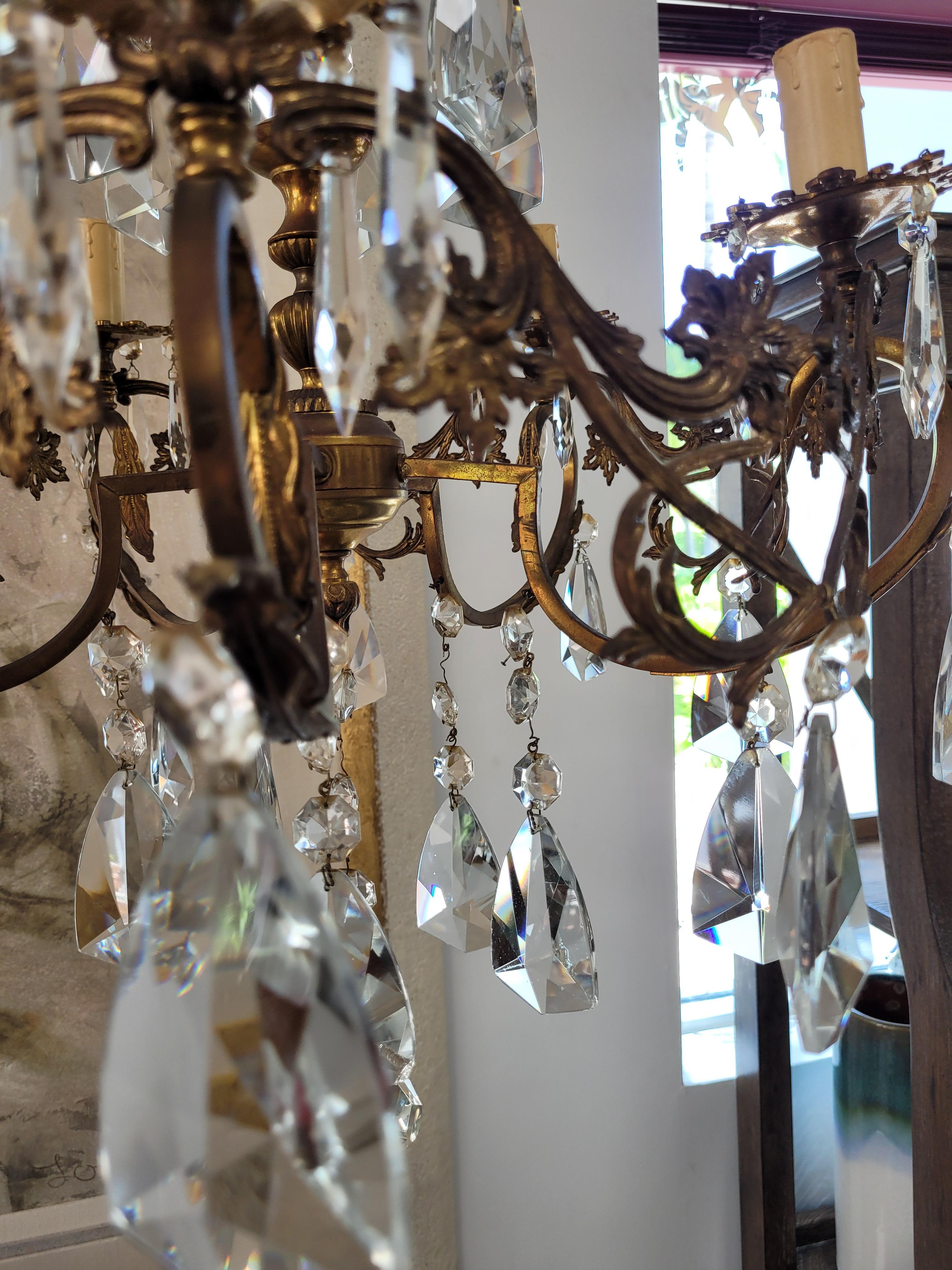 Lampadario rococò in bronzo e cristallo, fine XIX-inizio XX secolo in vendita 4