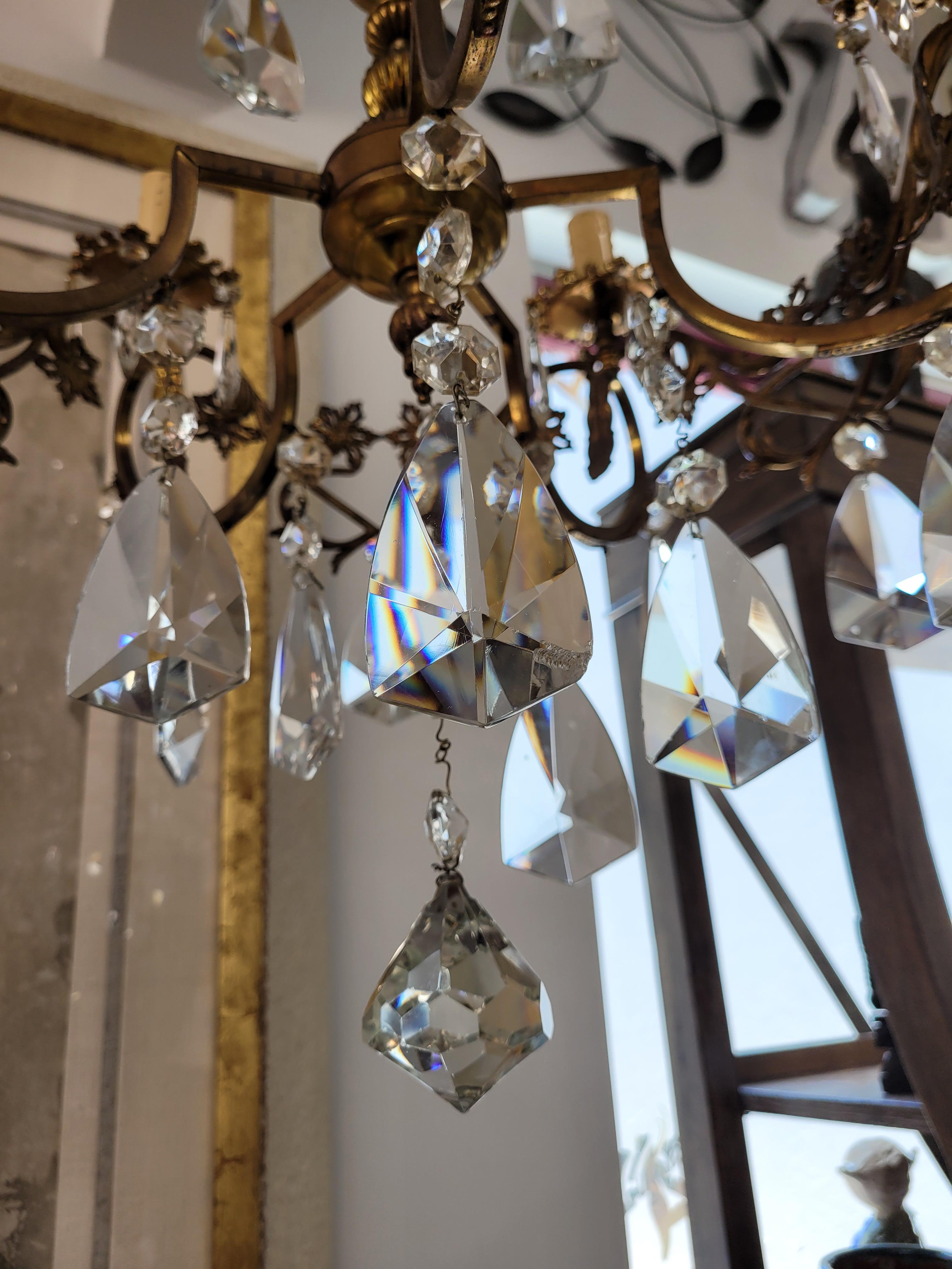 Lampadario rococò in bronzo e cristallo, fine XIX-inizio XX secolo in vendita 6