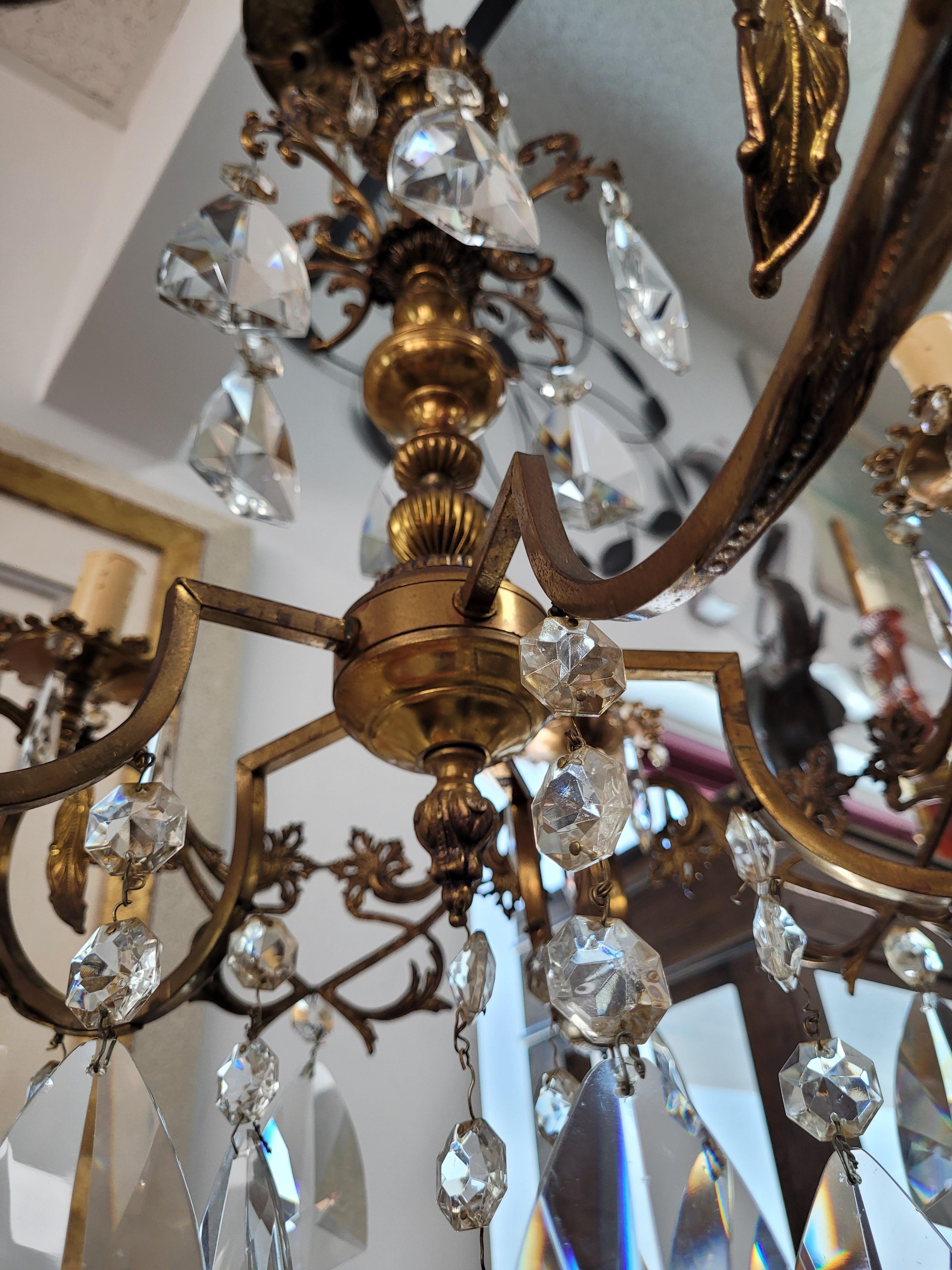 Lampadario rococò in bronzo e cristallo, fine XIX-inizio XX secolo in vendita 7