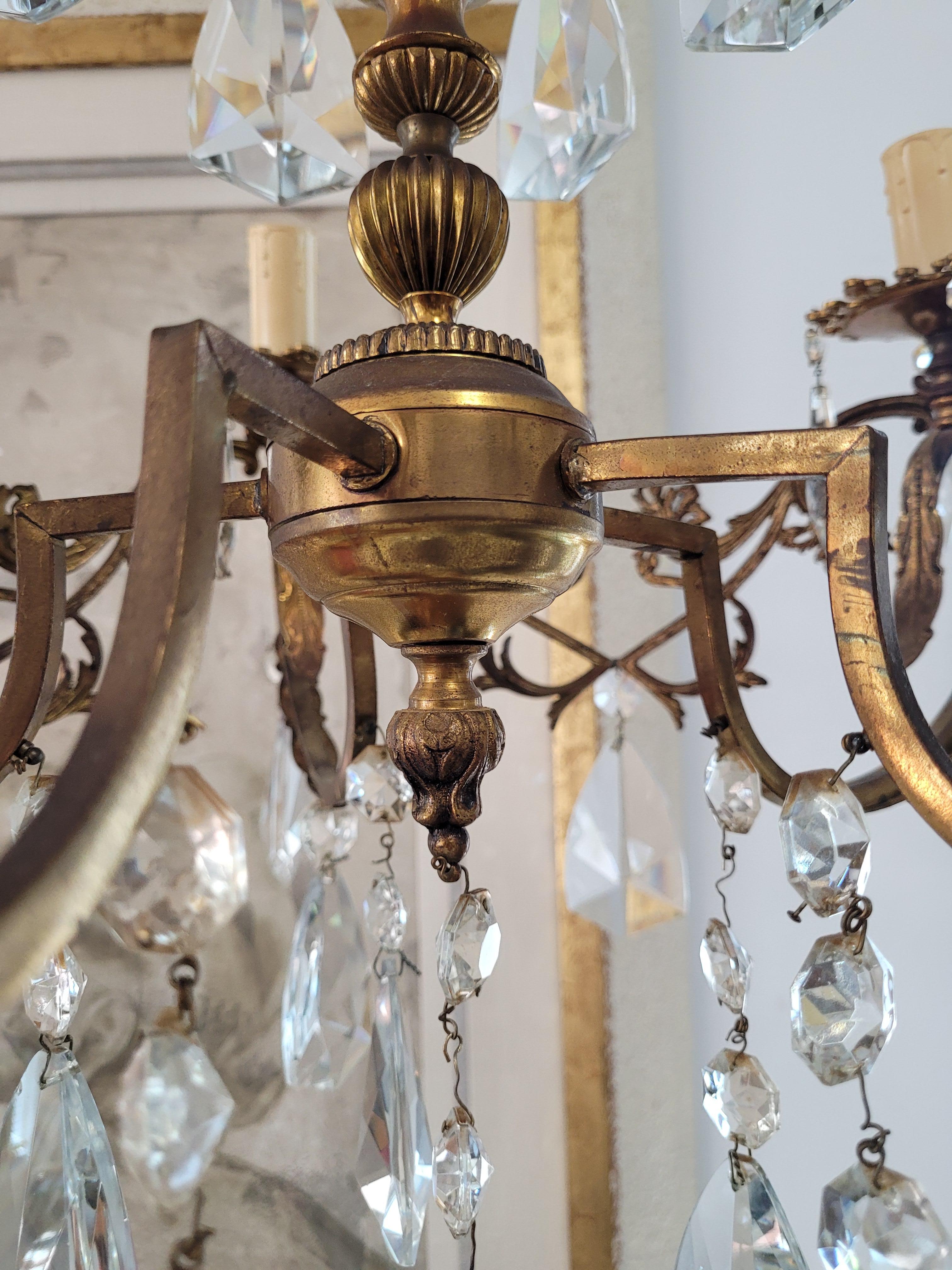 Lampadario rococò in bronzo e cristallo, fine XIX-inizio XX secolo in vendita 10