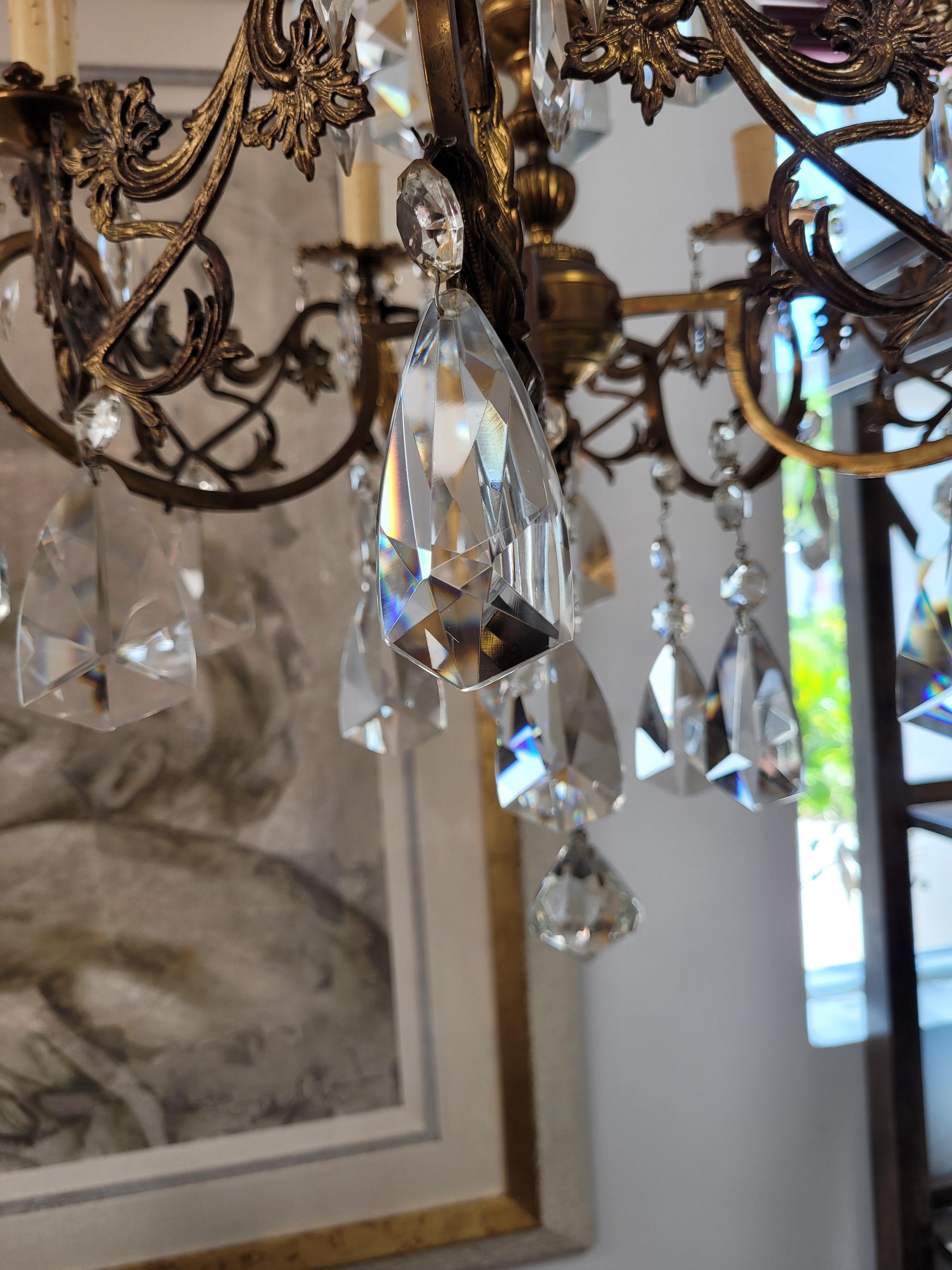 Lampadario rococò in bronzo e cristallo, fine XIX-inizio XX secolo in vendita 12