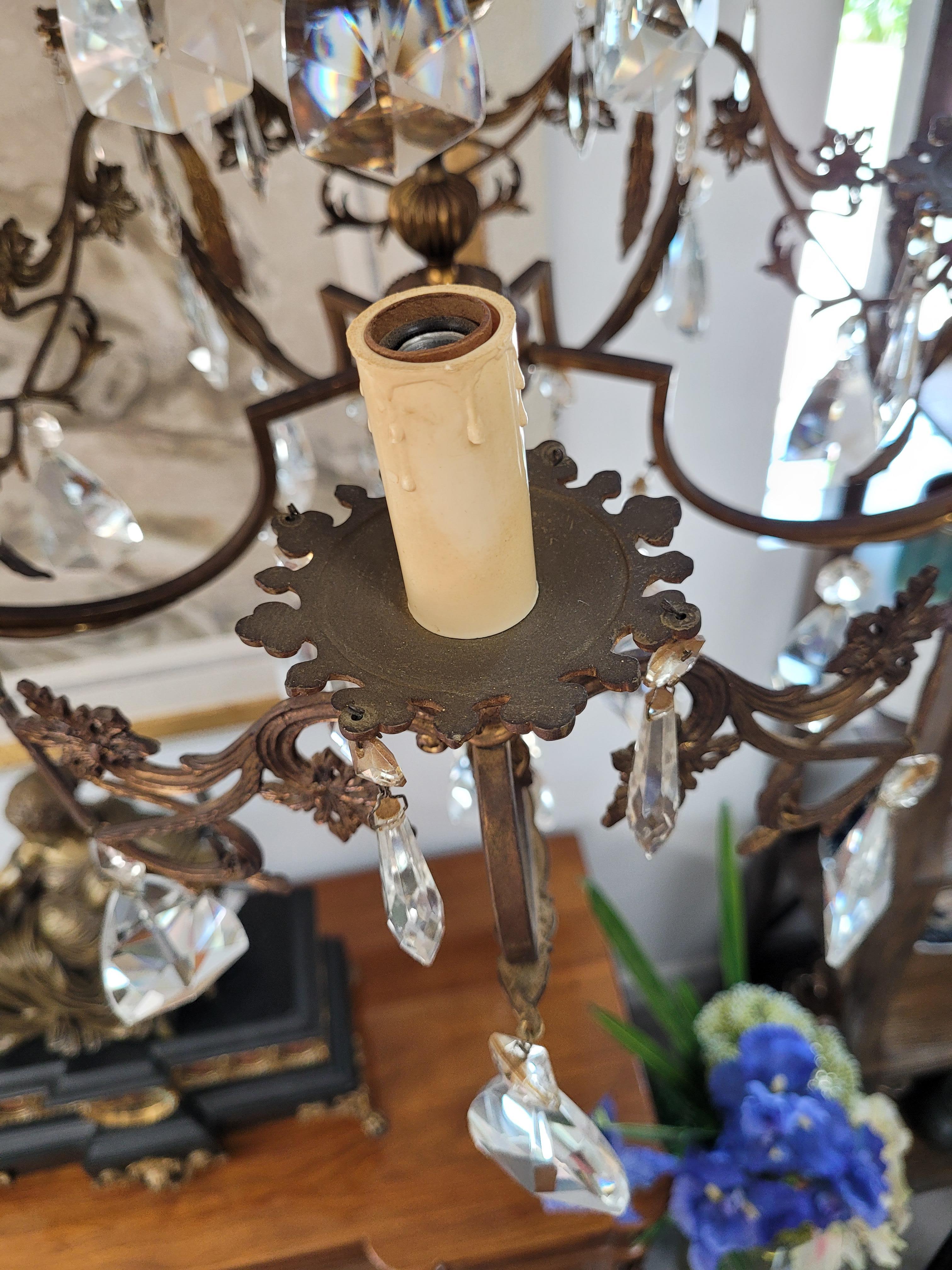 Lampadario rococò in bronzo e cristallo, fine XIX-inizio XX secolo in vendita 2