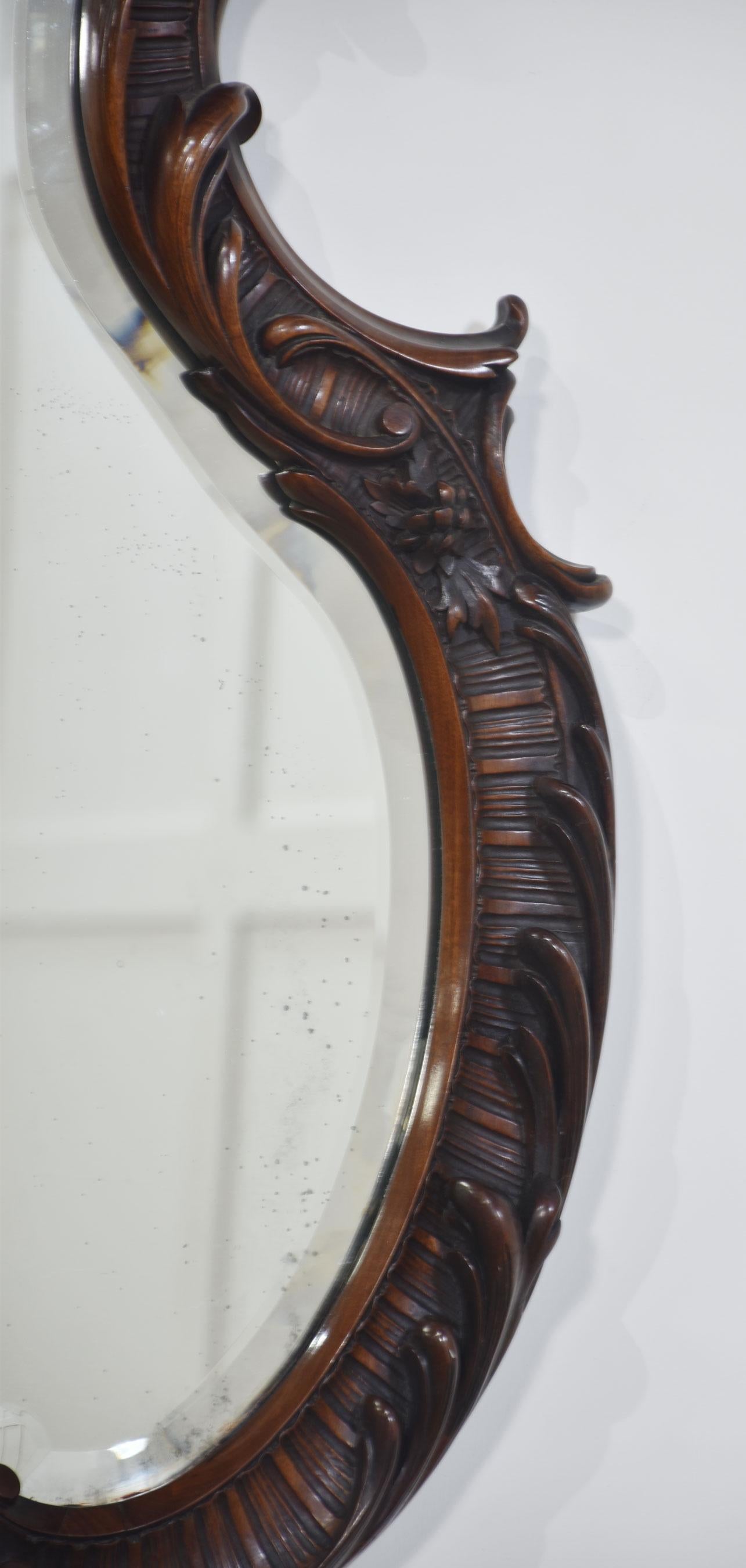 Rococo Revival carved mahogany wall mirror For Sale 2