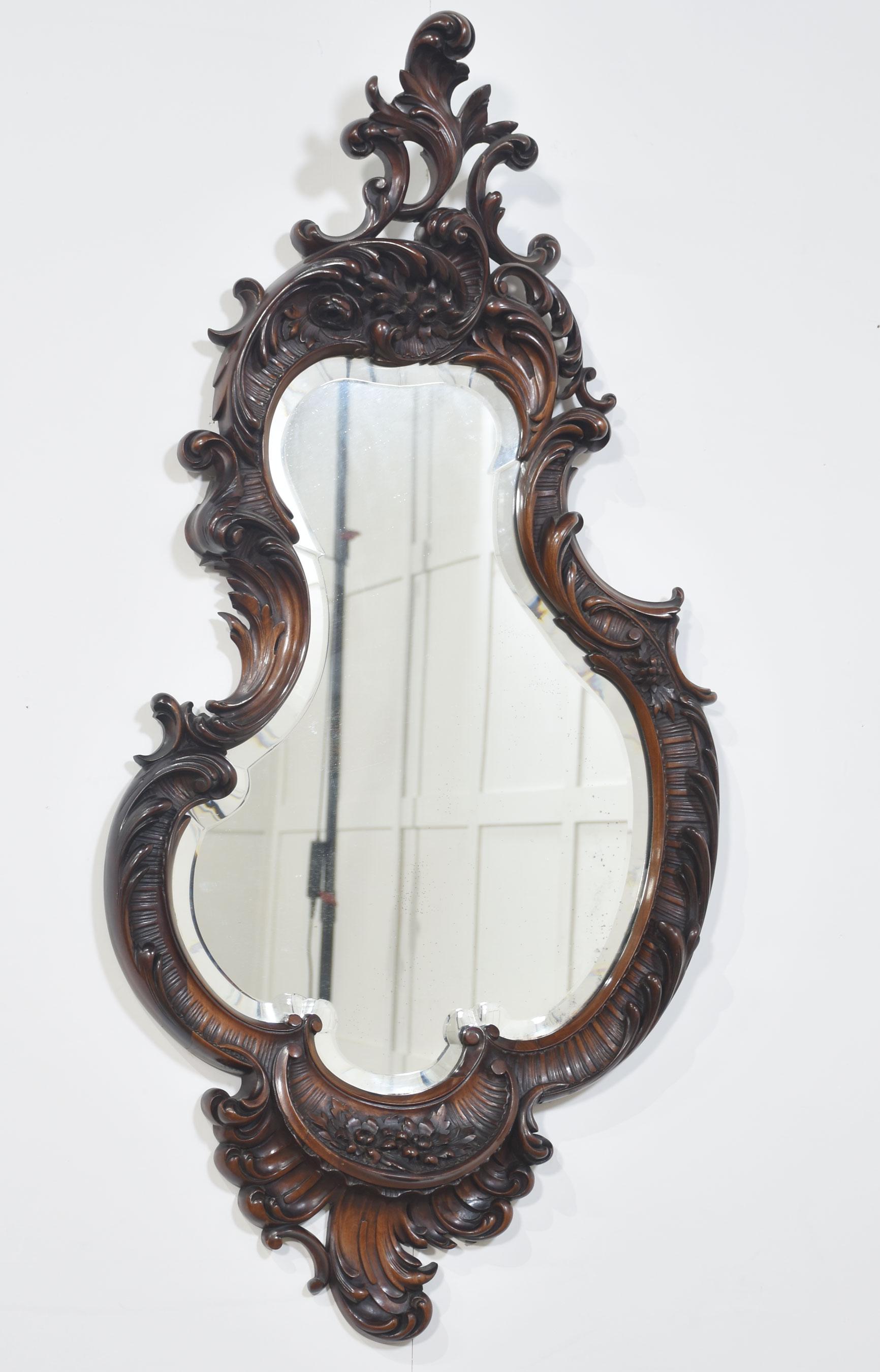 Rococo Revival carved mahogany wall mirror For Sale 3