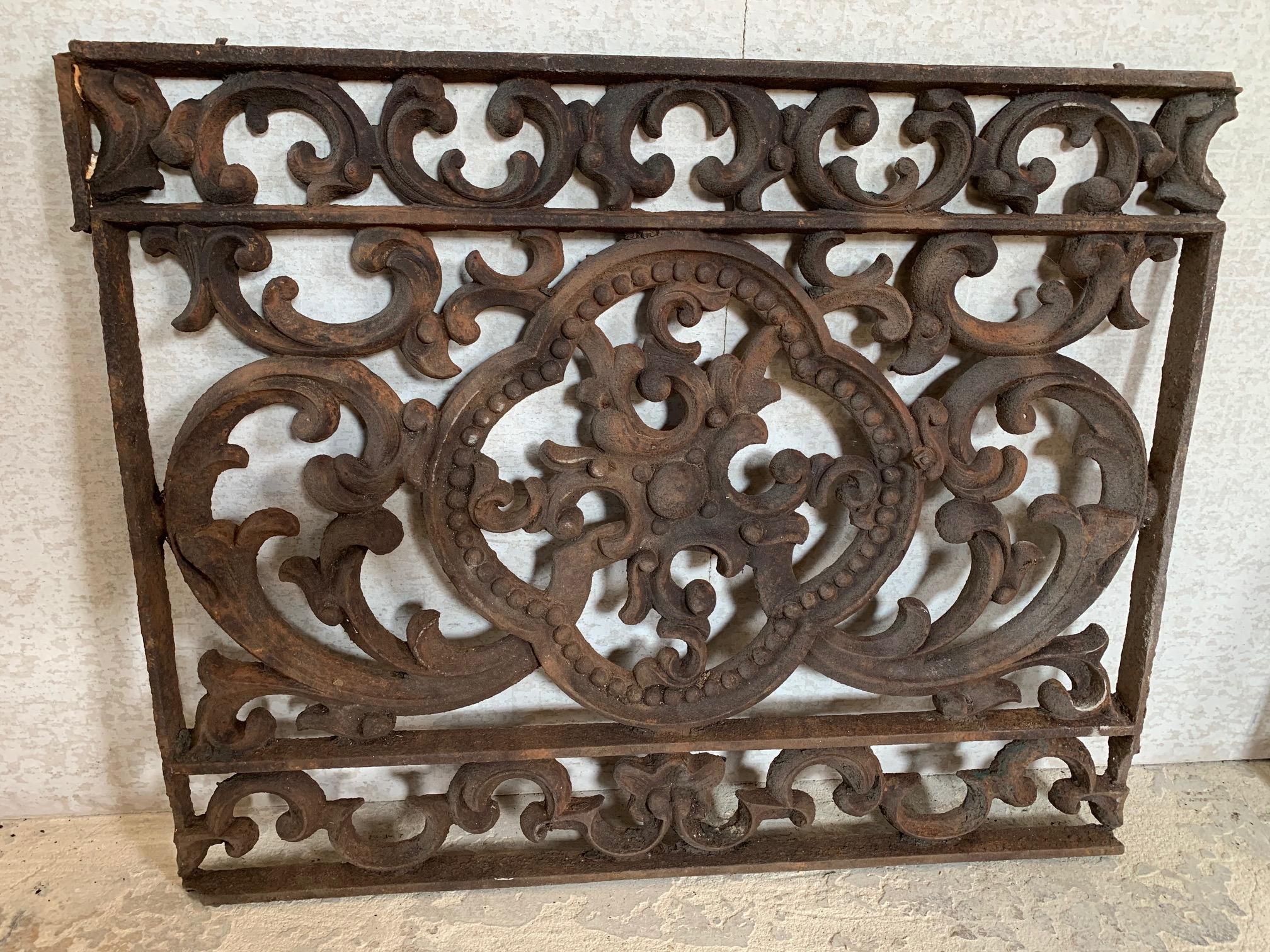Rococo Revival Cast Iron Panel Window Guard In Good Condition In Baltimore, MD
