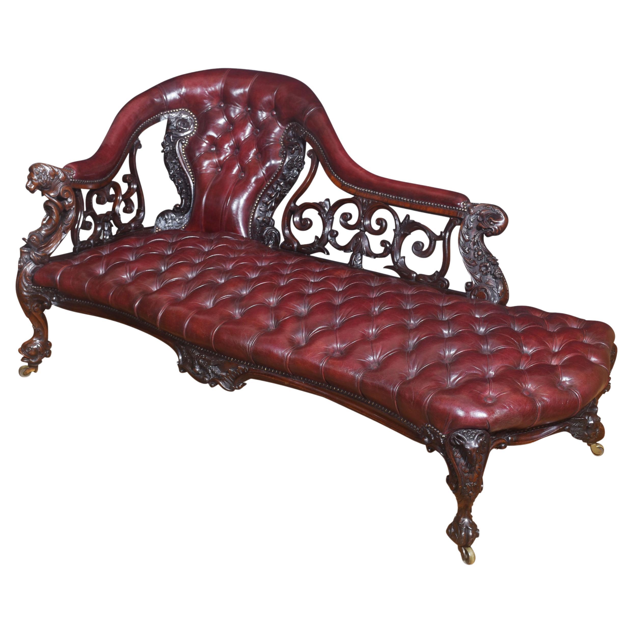 Rococo revival chaise longue For Sale