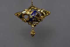 Rococo Revival Demiparure Enameled Earrings and Pendant 14 Karat Yellow Gold