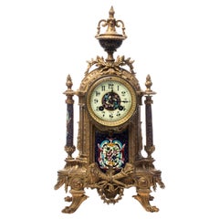 Rococo Revival Gilt Bronze & Enamel Mantel Clock