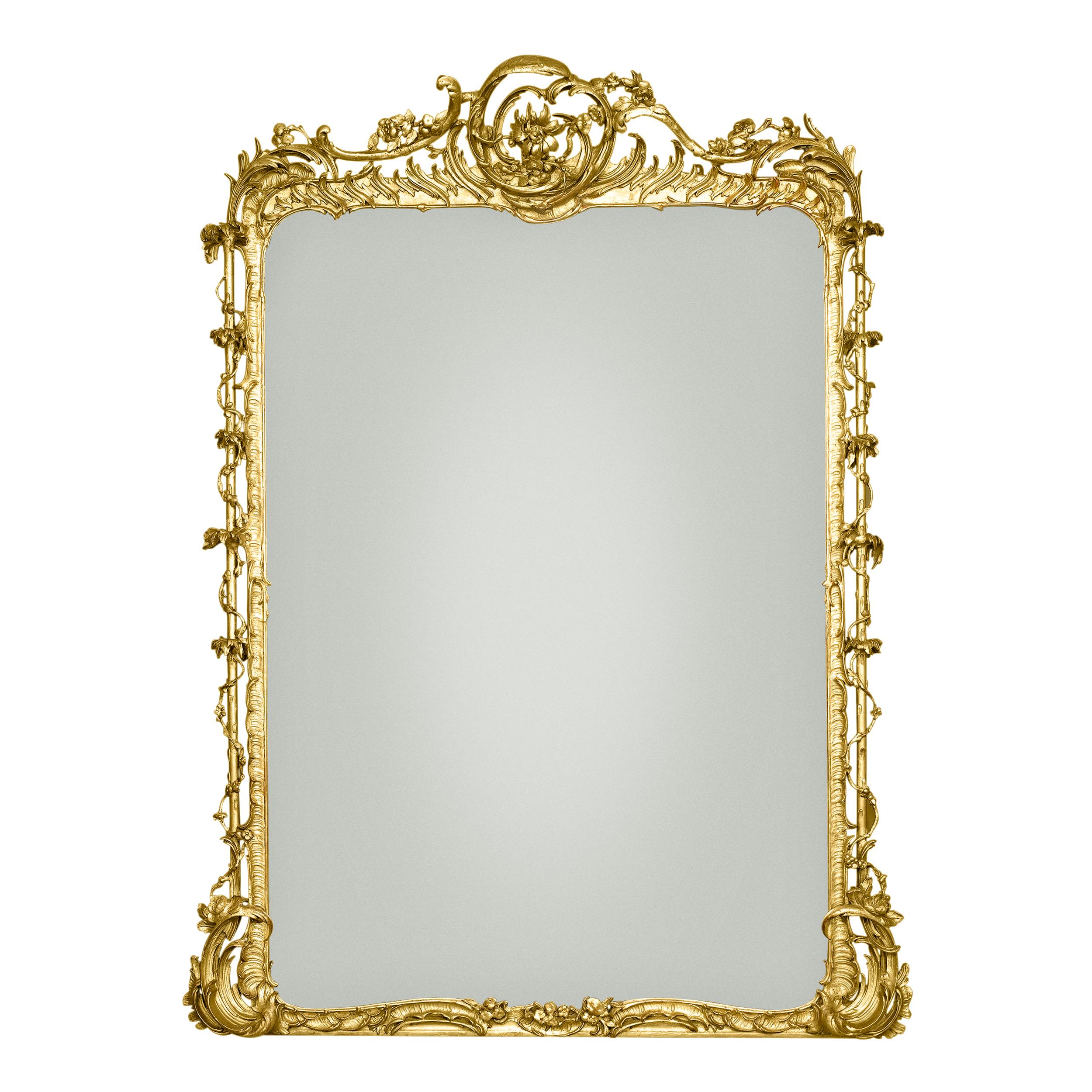 Rococo Revival Gilt Gesso Mirror In Excellent Condition In New Orleans, LA