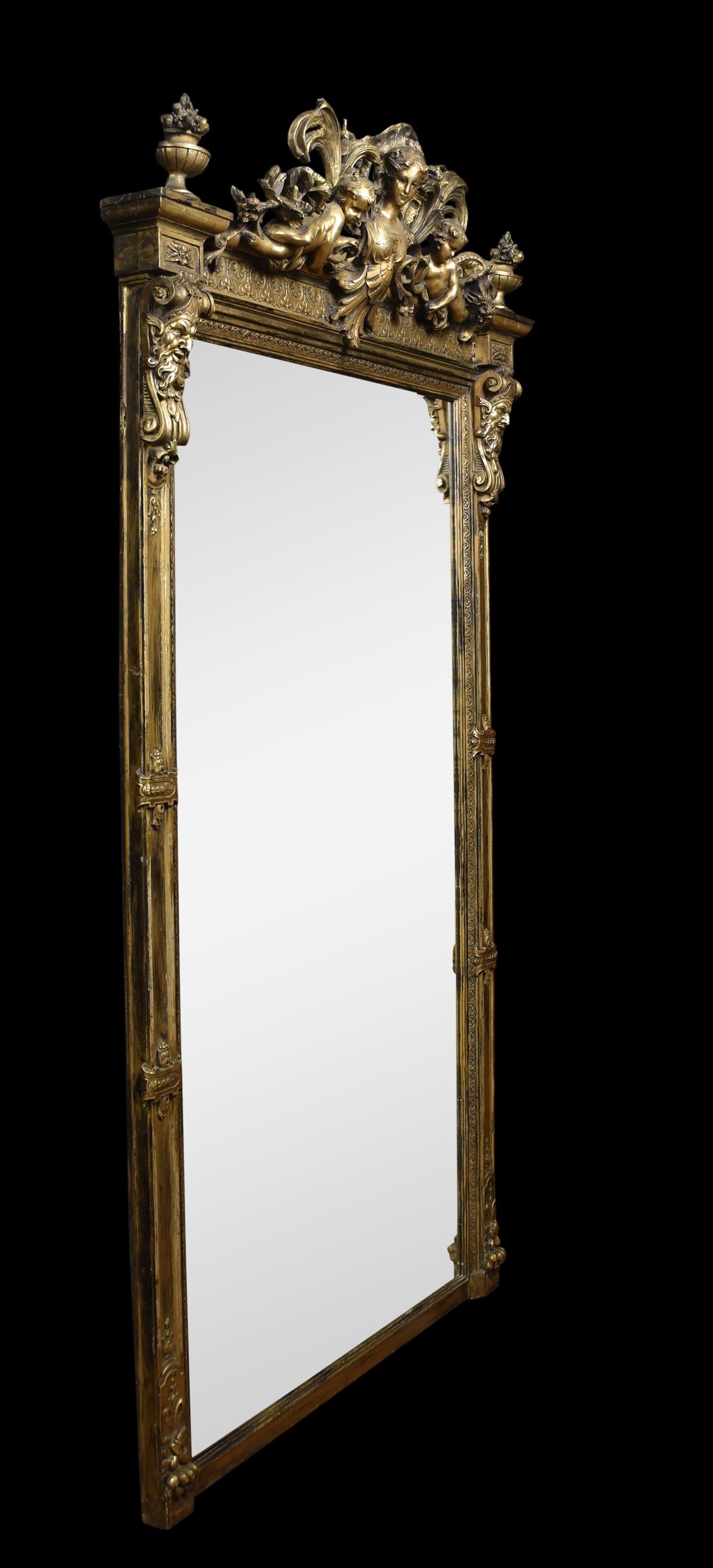 Rococo Revival Giltwood and Composition Pier Mirror In Good Condition In Cheshire, GB