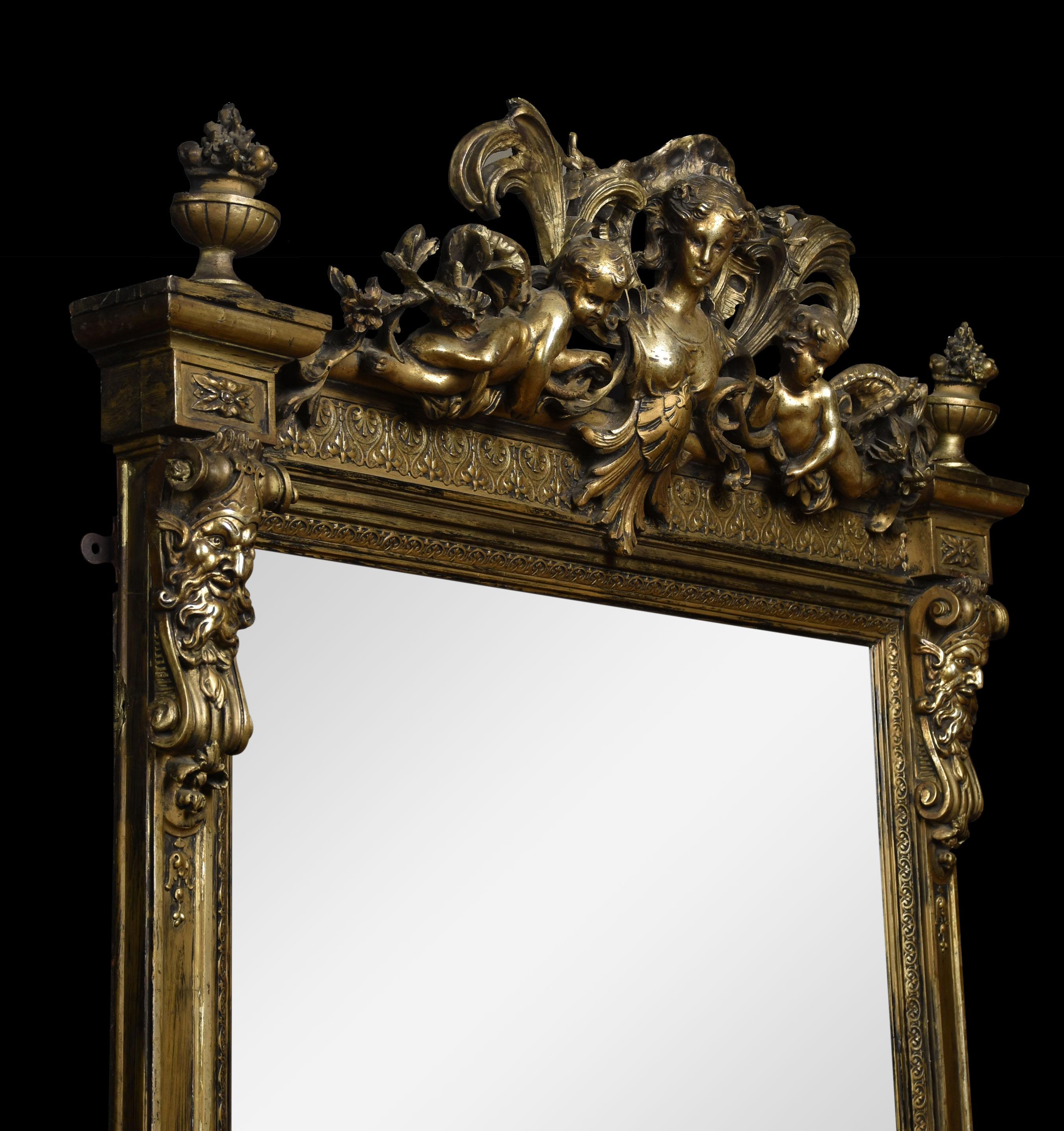 19th Century Rococo Revival Giltwood and Composition Pier Mirror