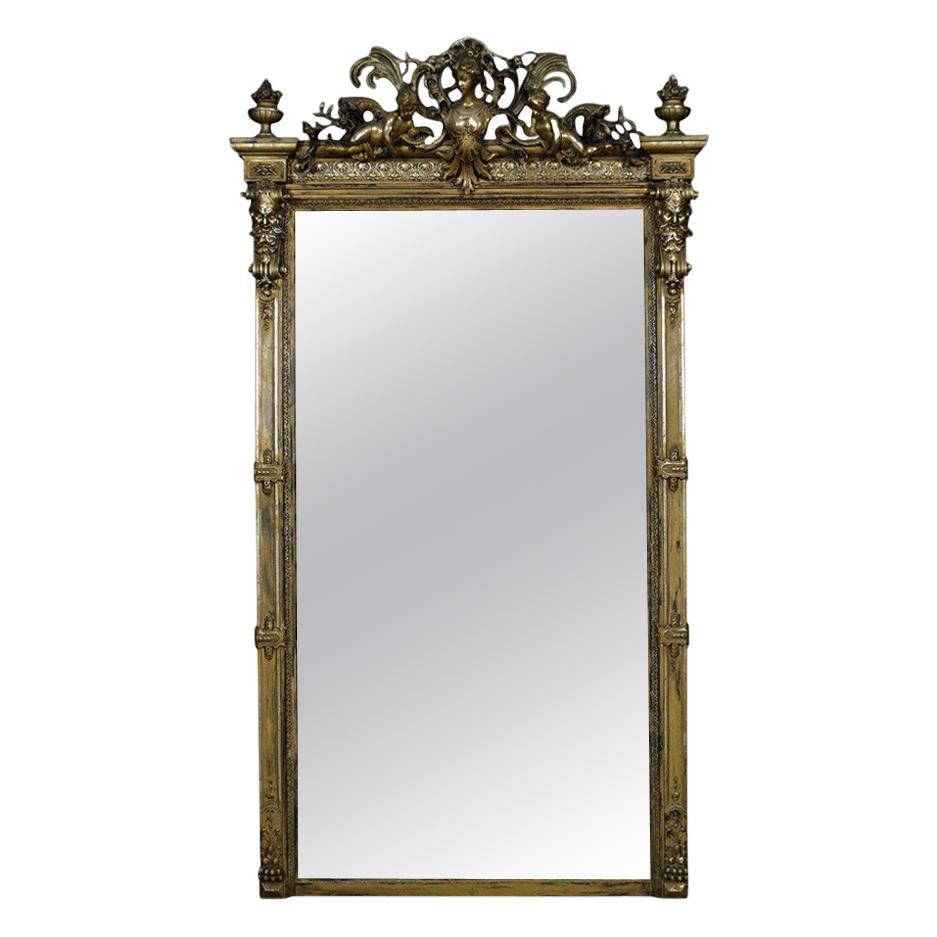 Rococo Revival Giltwood and Composition Pier Mirror For Sale at 1stDibs