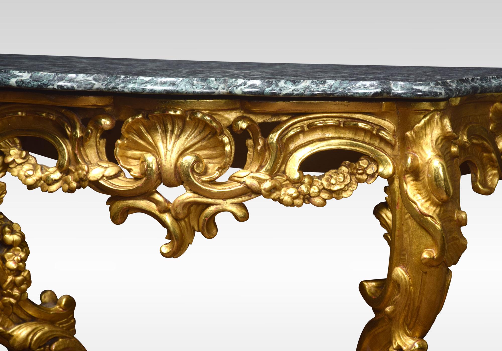 French Rococo Revival Giltwood and Marble Console Table