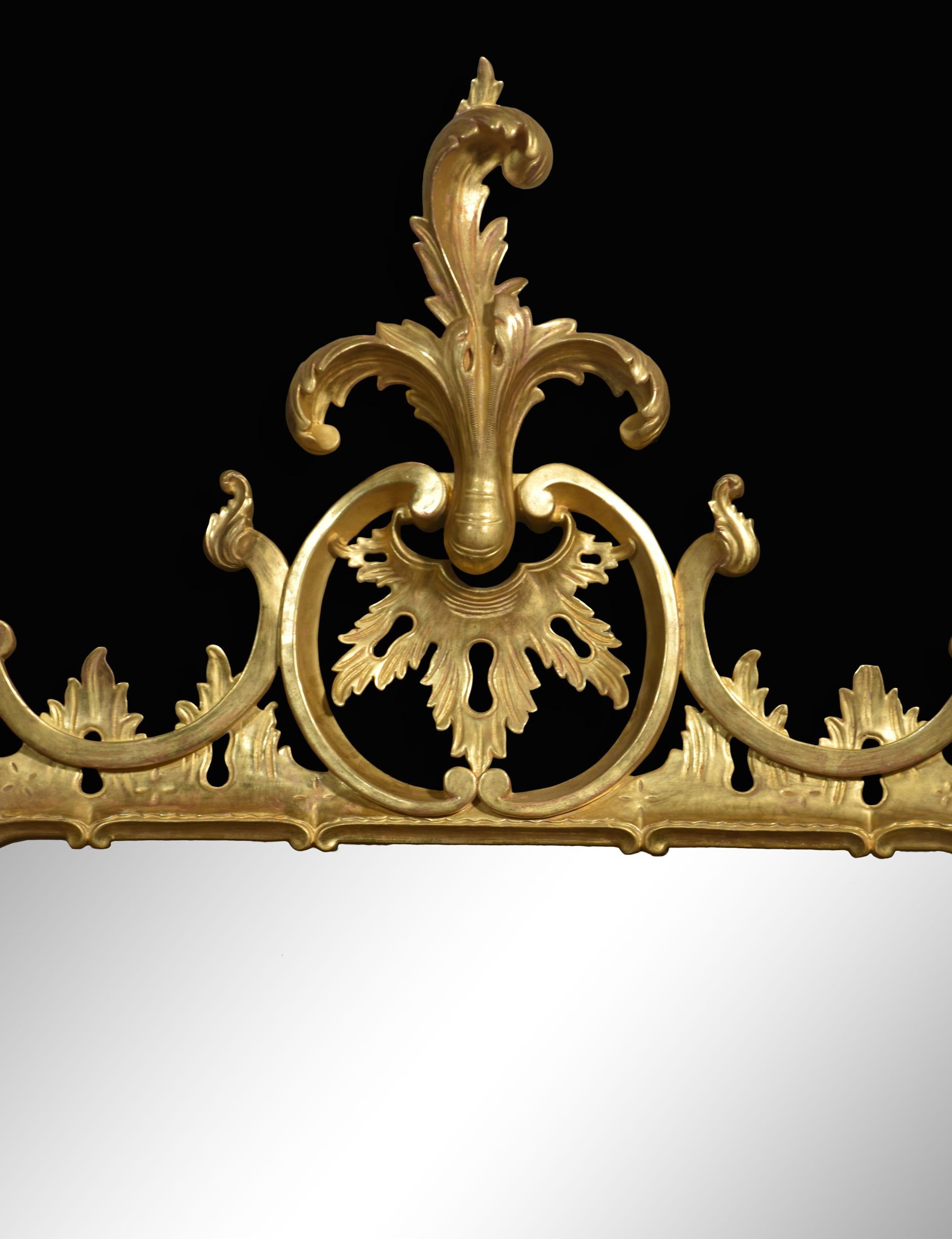 British Rococo revival giltwood wall mirror For Sale
