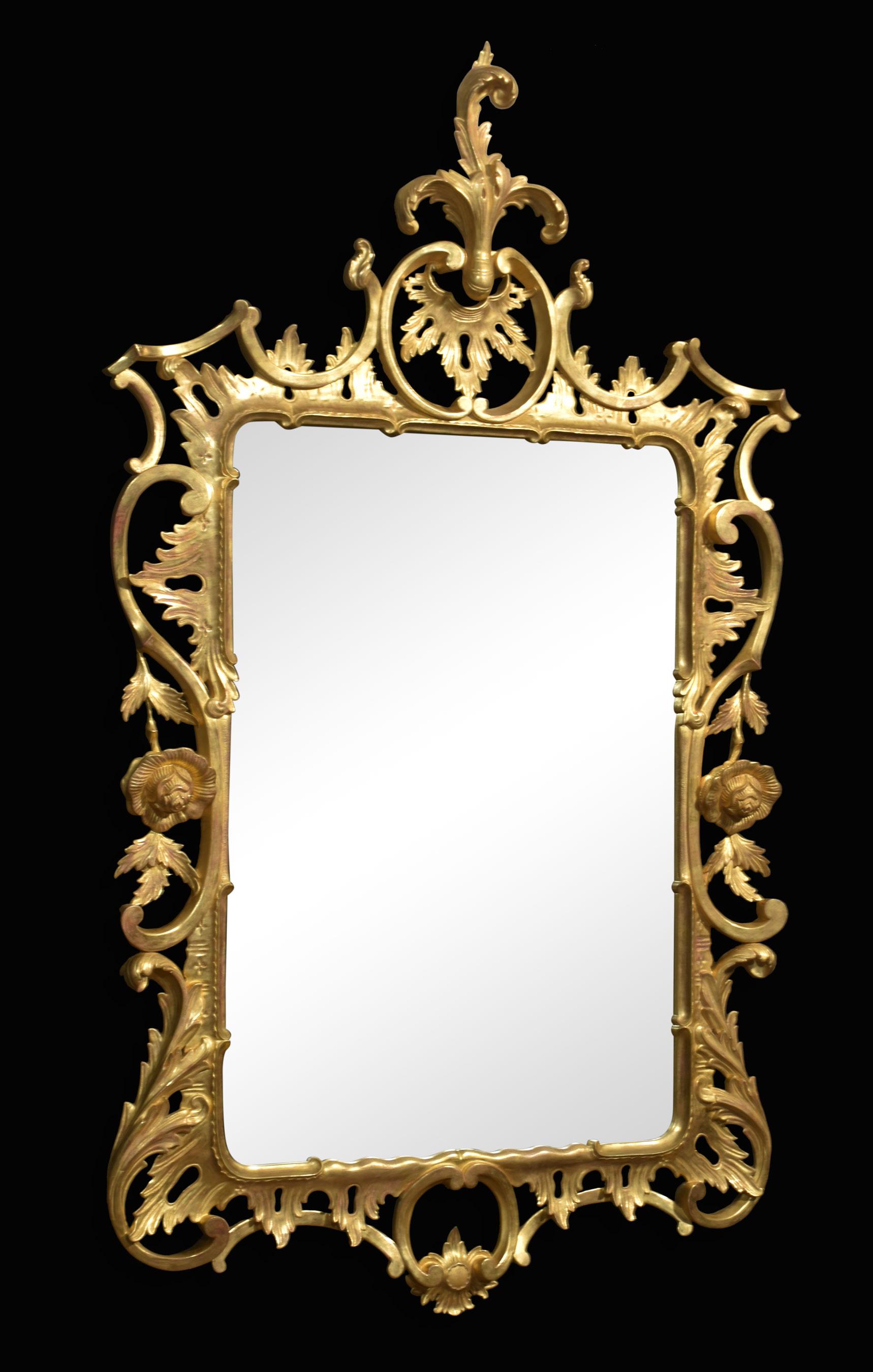 Giltwood Rococo revival giltwood wall mirror For Sale