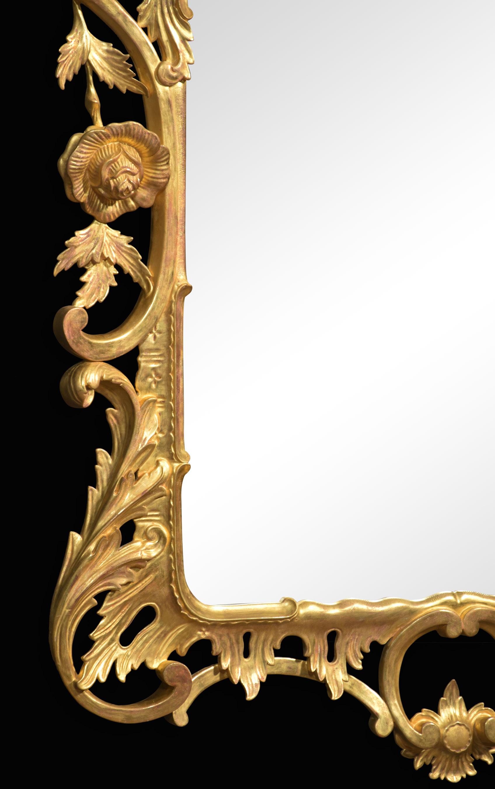 Rococo revival giltwood wall mirror For Sale 1