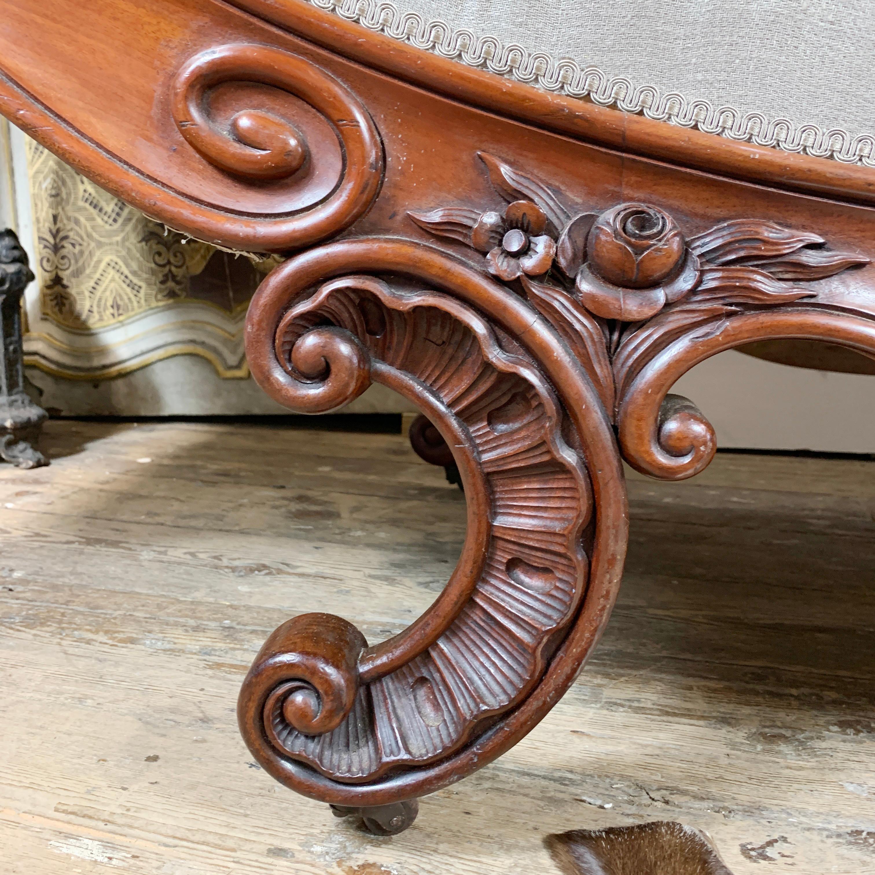 Rococo Revival John Henry Belter Meridienne/Recamier Bon état - En vente à Hastings, GB