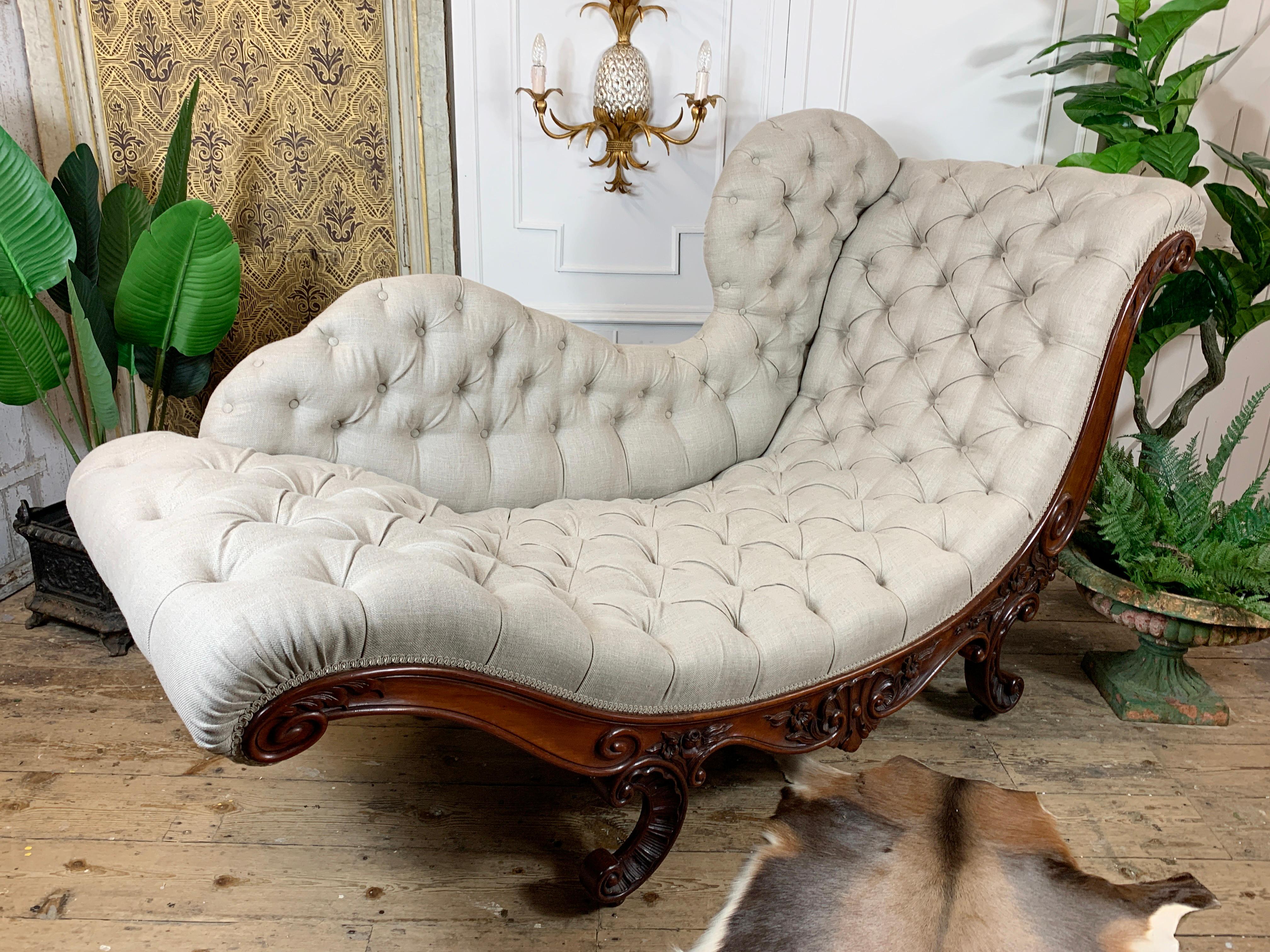 Rococo Revival John Henry Belter Meridienne/Recamier In Good Condition For Sale In Hastings, GB