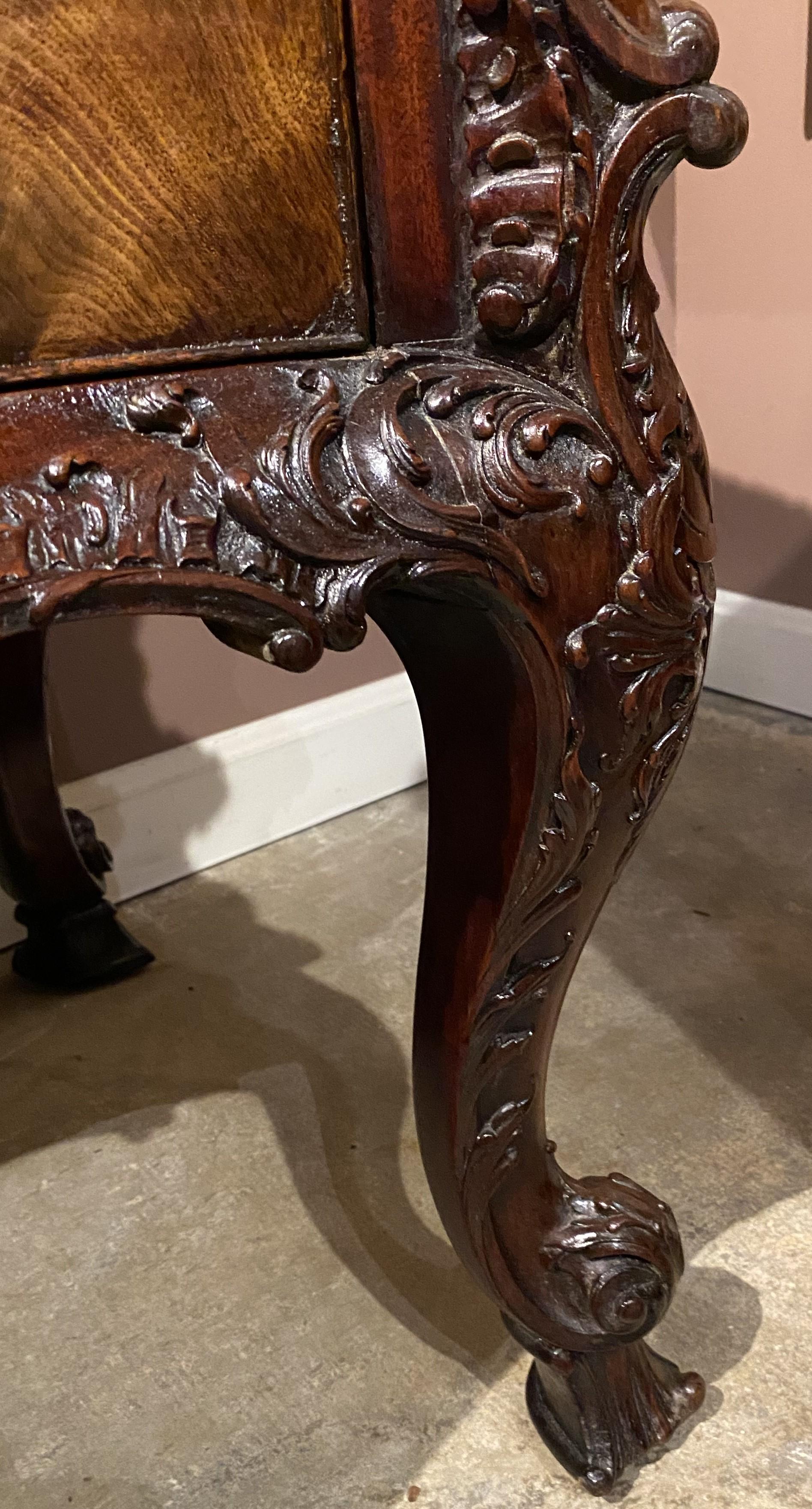 Rococo Revival Mahogany Heavily Carved 2 Drawer Commode in the Chippendale Taste For Sale 4