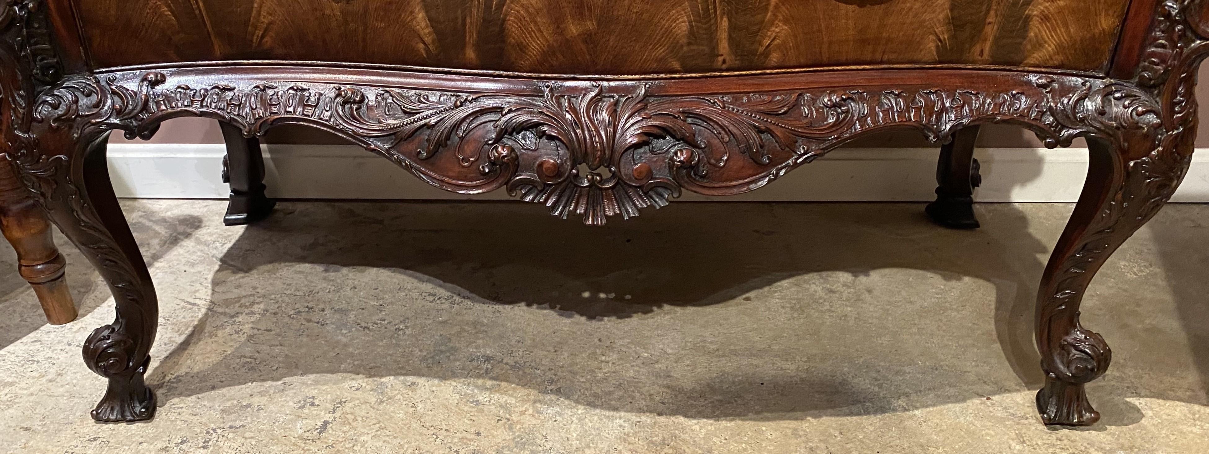 19th Century Rococo Revival Mahogany Heavily Carved 2 Drawer Commode in the Chippendale Taste For Sale