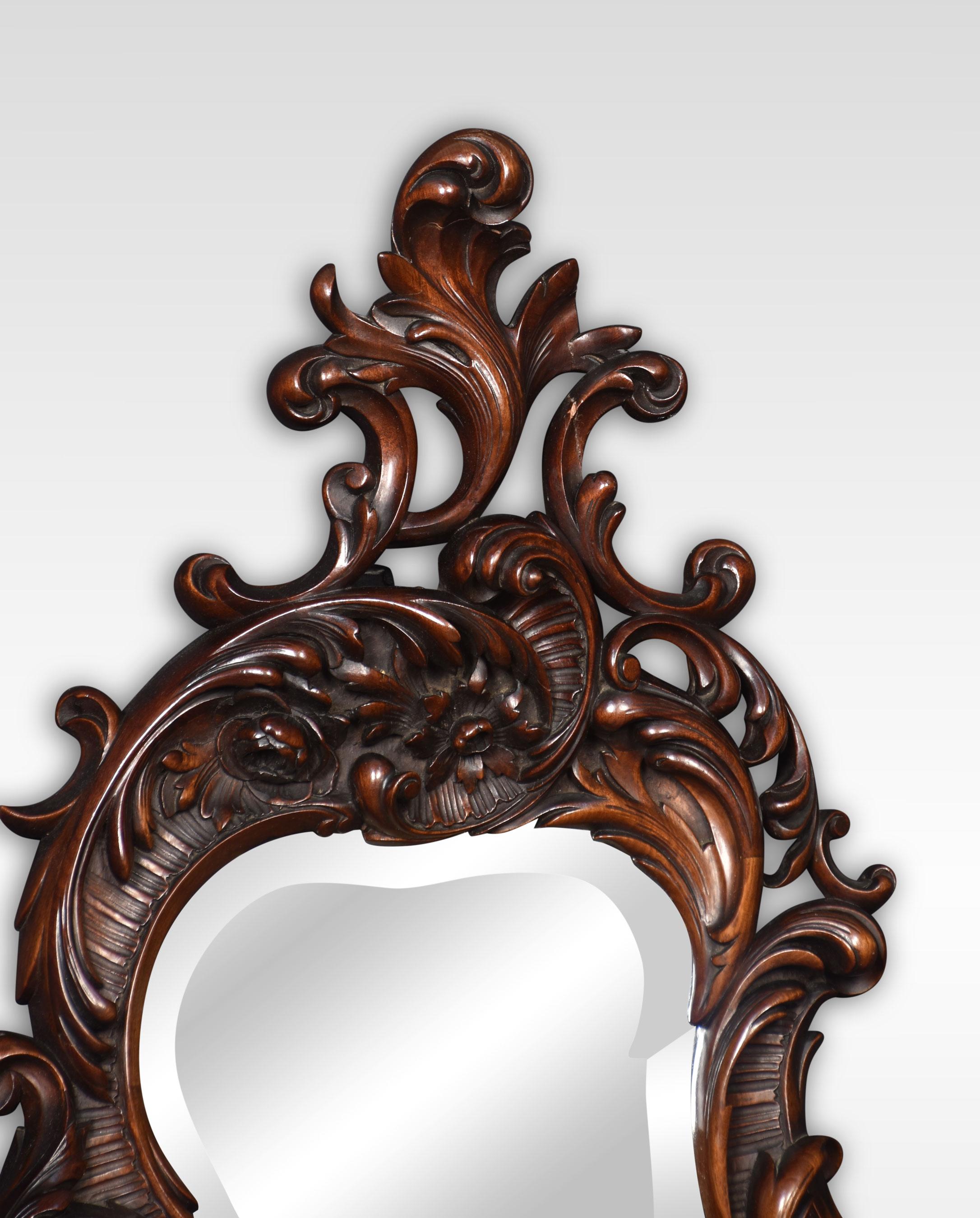 Rococo Revival Mahogany Wall Mirror In Good Condition For Sale In Cheshire, GB