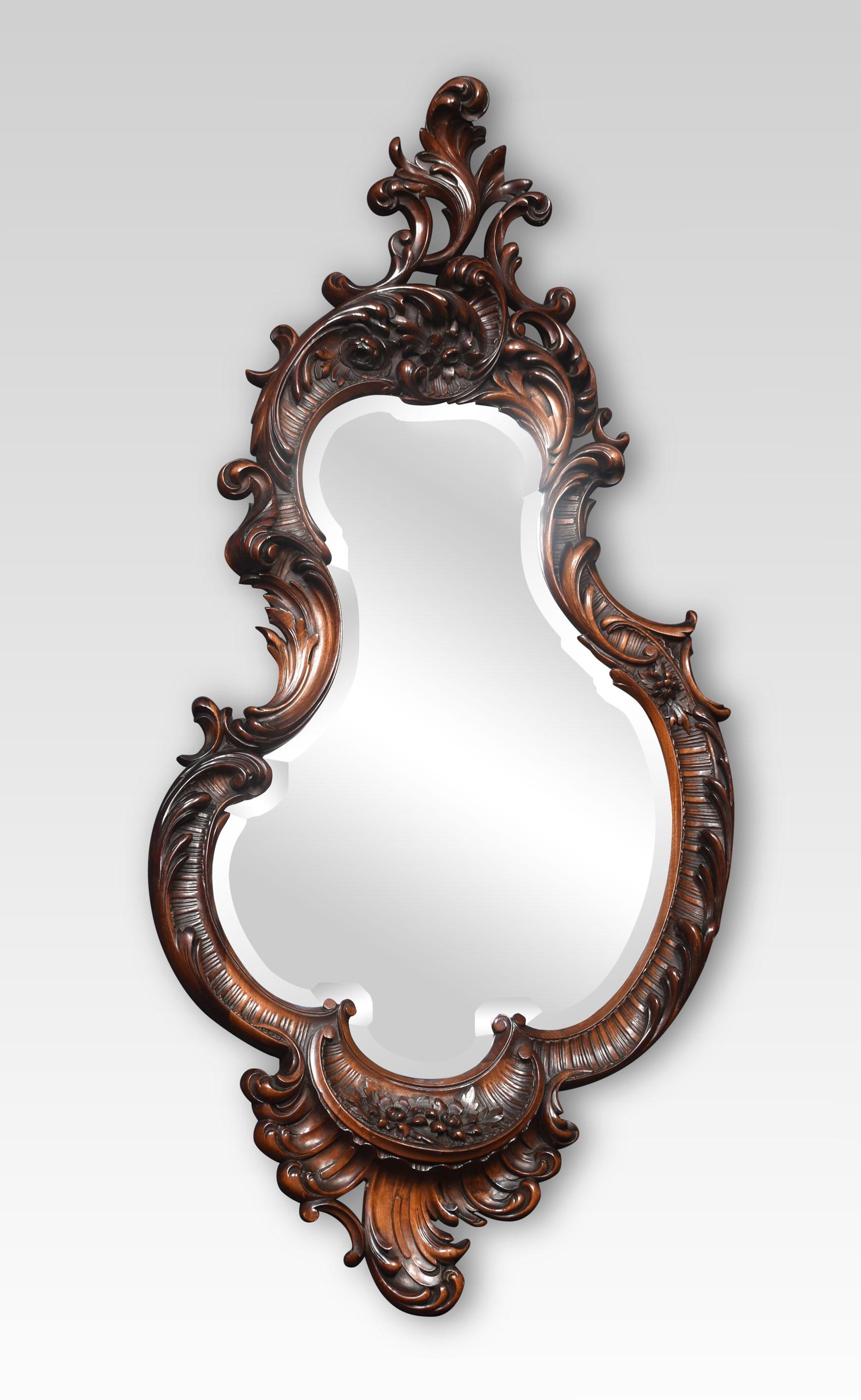 Wood Rococo Revival Mahogany Wall Mirror For Sale