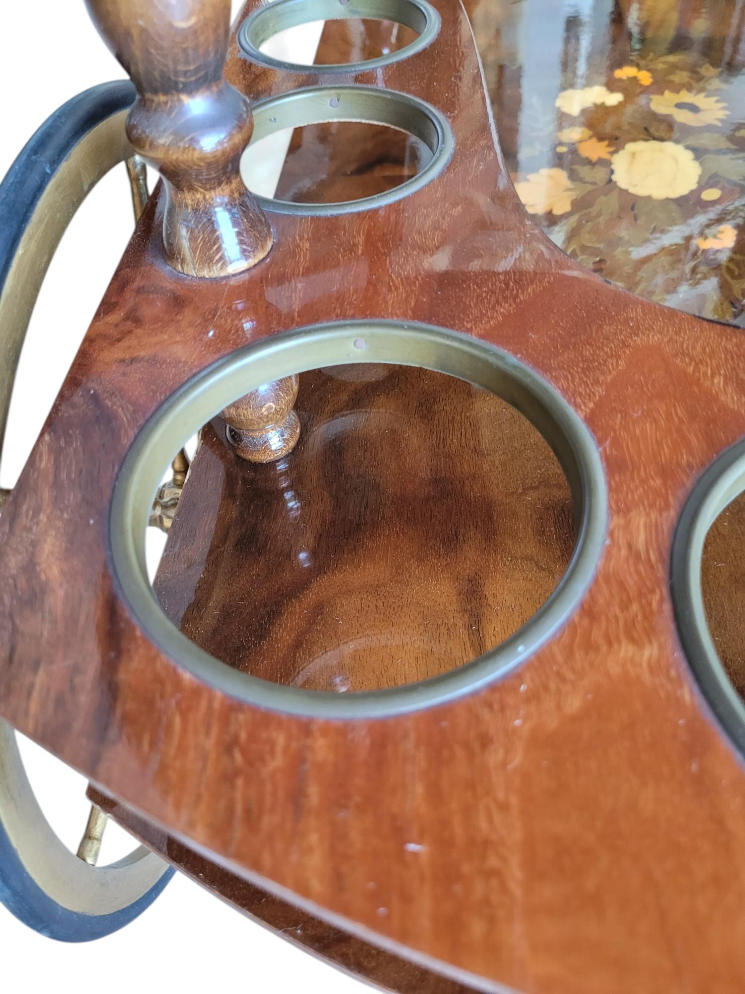 Carrello da bar intarsiato in stile Rococò Revival in vendita 6